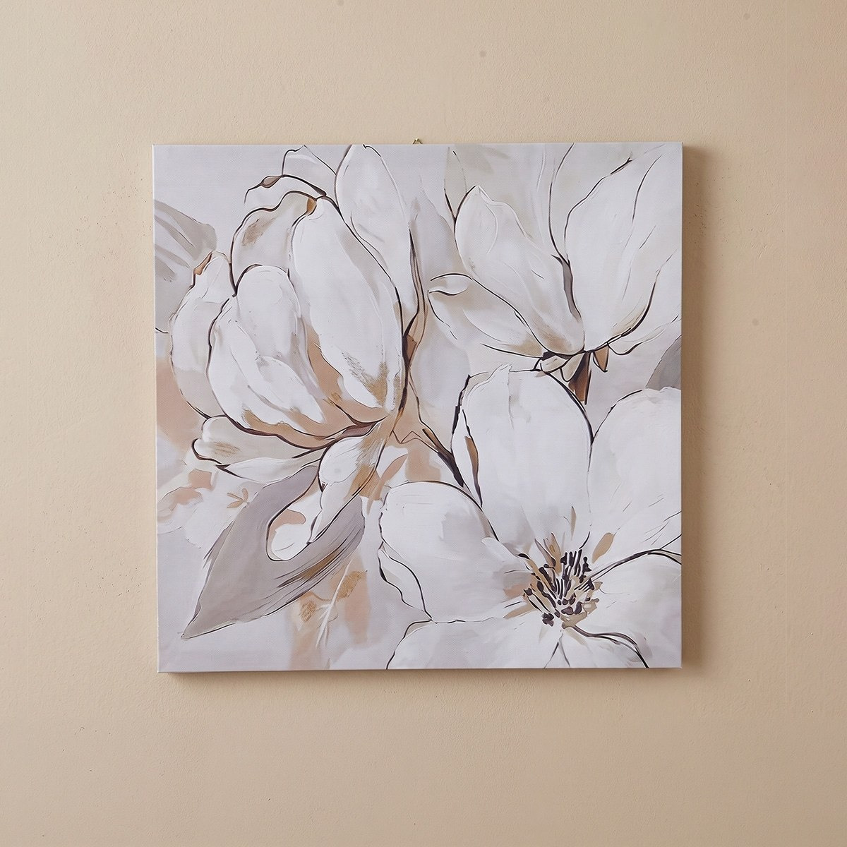 Elmer Onyx Printed Peonies Canvas Framed Picture - 40x40x1.8 cm-hbxhomeware-hbxdecorandfurnishings-image-1
