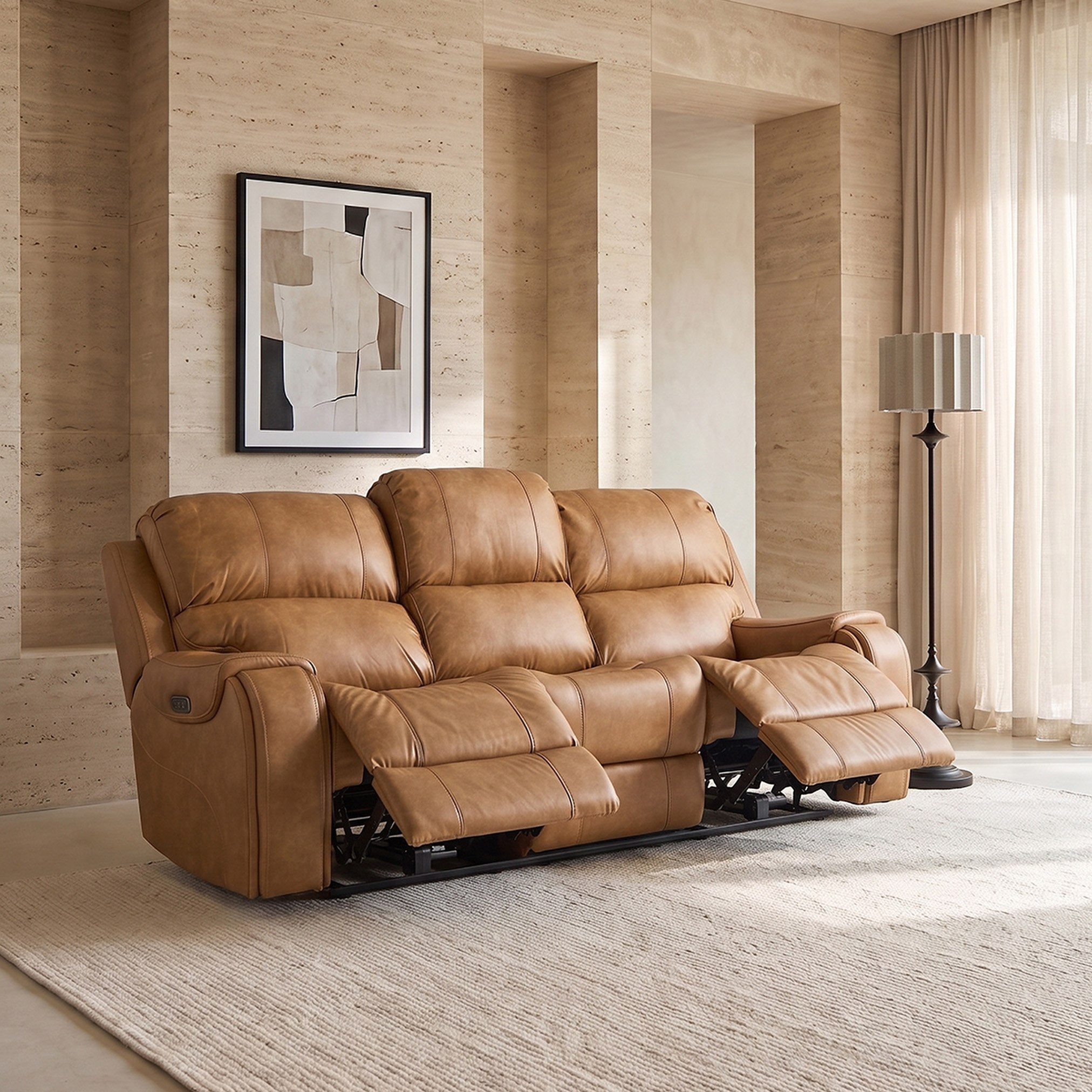 Brantford Dual Power 3-Seater Leather Air Recliner with Headrest-hbxfurniture-sofasandarmchairs-reclinersofas-image-1
