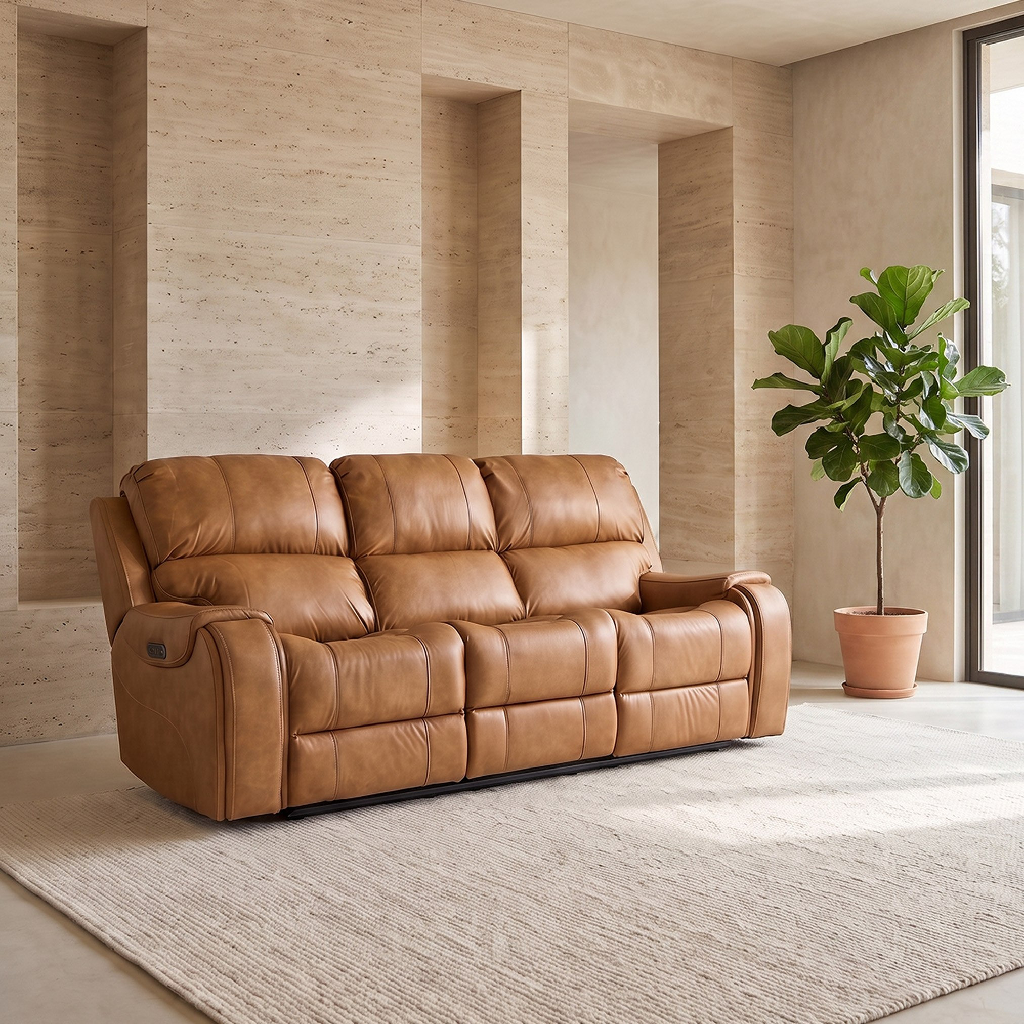Brantford Dual Power 3-Seater Leather Air Recliner with Headrest-hbxfurniture-sofasandarmchairs-reclinersofas-image-2