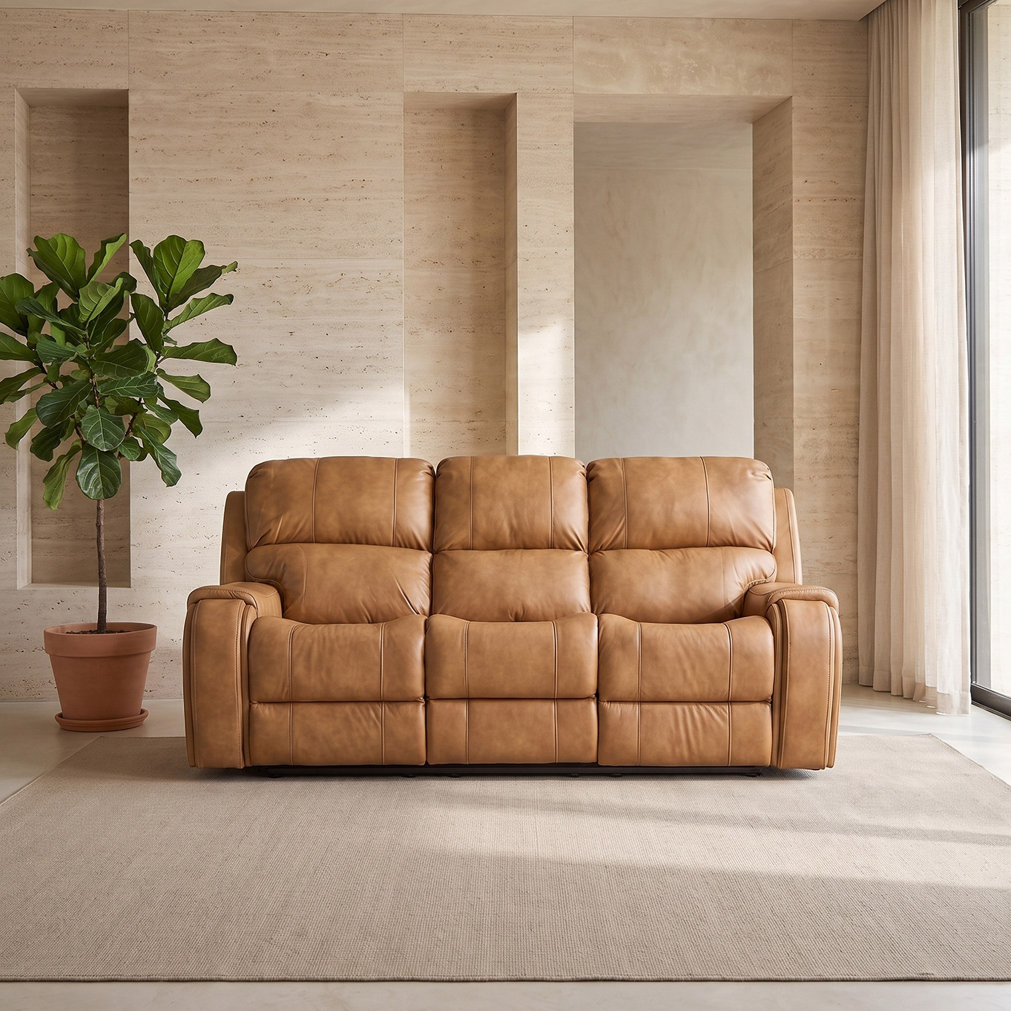 Brantford Dual Power 3-Seater Leather Air Recliner with Headrest-hbxfurniture-sofasandarmchairs-reclinersofas-image-3