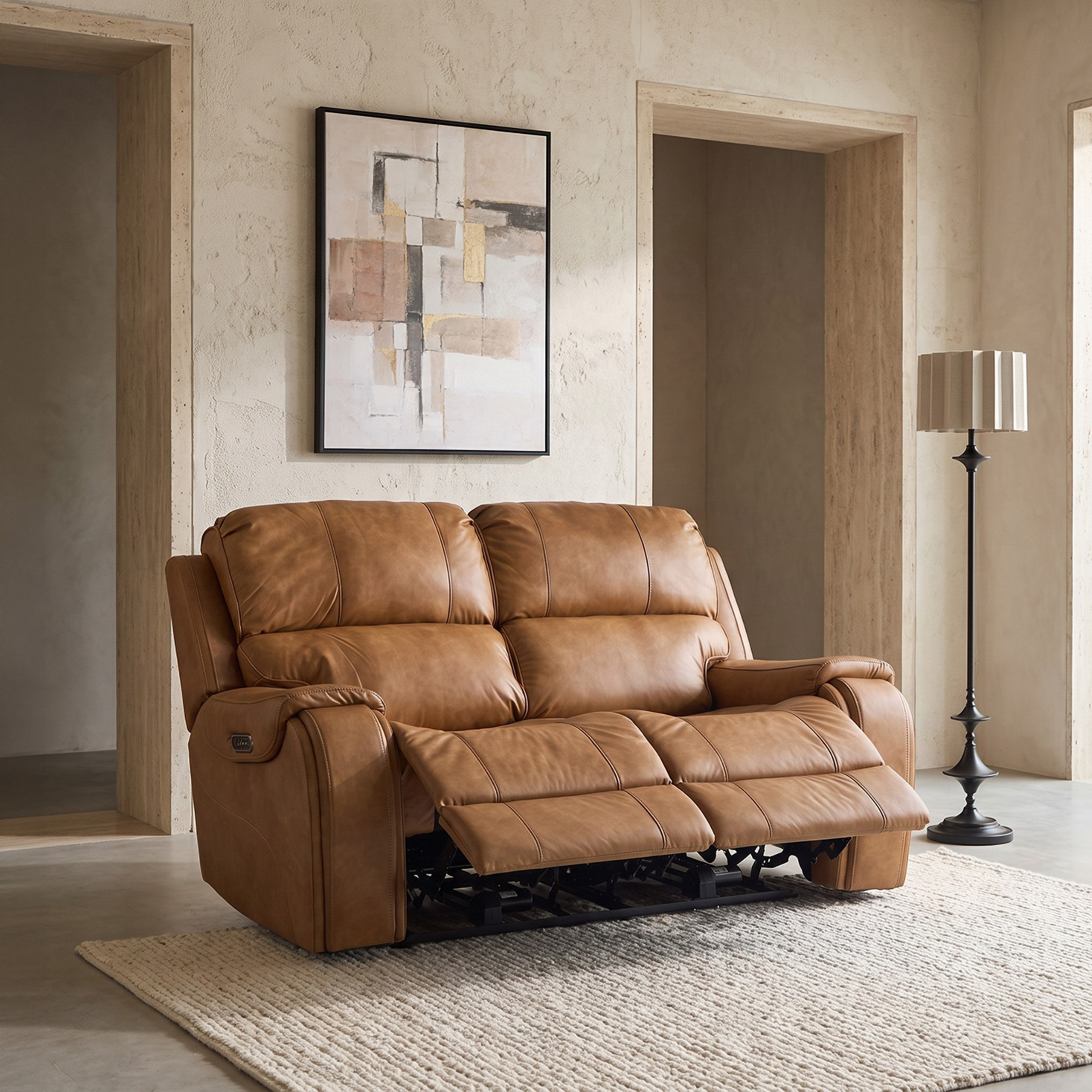 Brantford Dual Power 2-Seater Leather Air Recliner with Headrest-hbxfurniture-sofasandarmchairs-reclinersofas-image-1