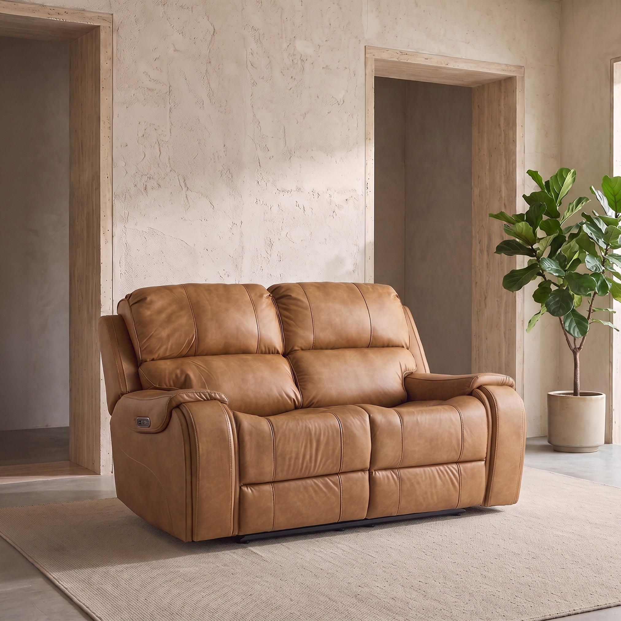 Brantford Dual Power 2-Seater Leather Air Recliner with Headrest-hbxfurniture-sofasandarmchairs-reclinersofas-image-2