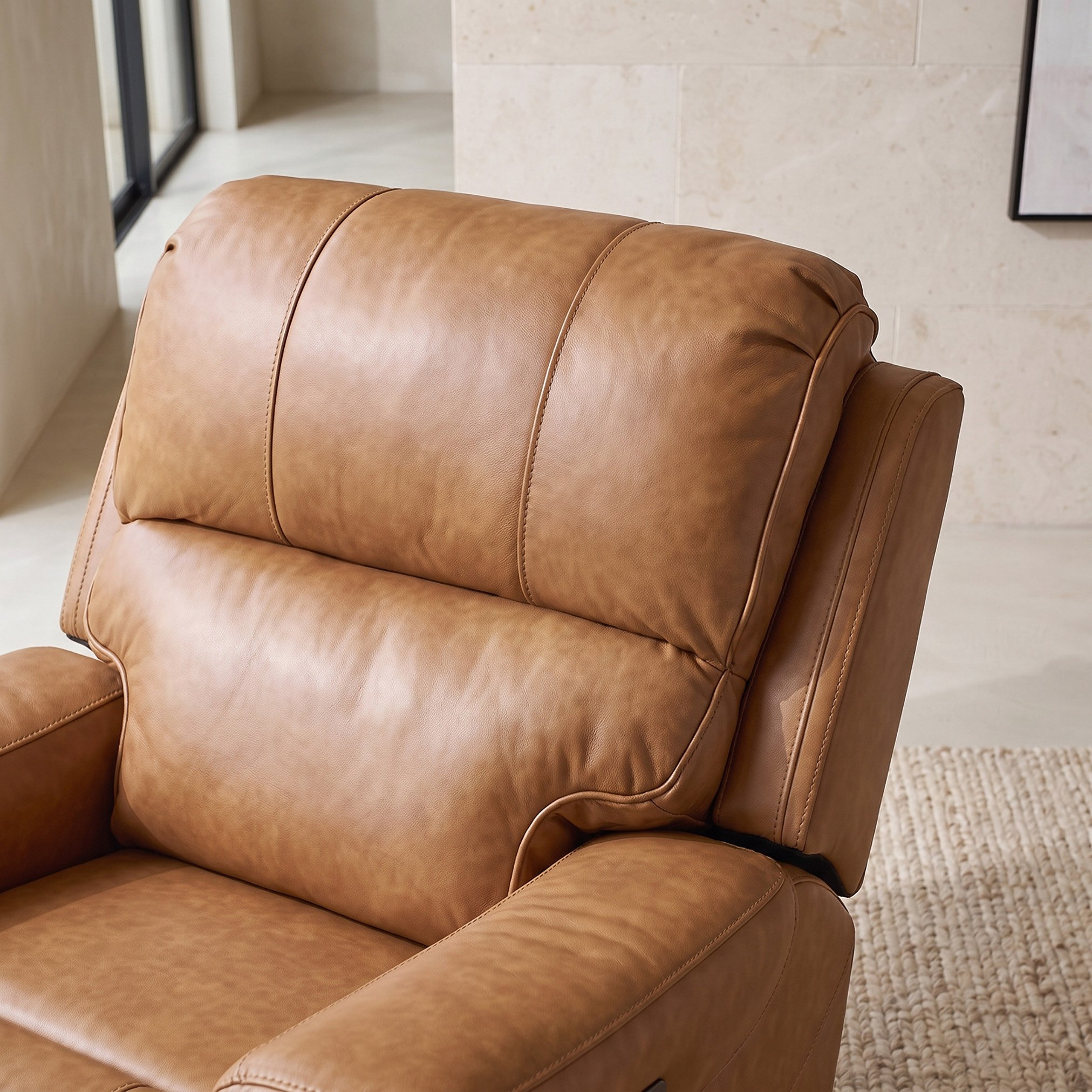 Brantford Dual Power Armchair Leather Air Recliner with Headrest-hbxfurniture-sofasandarmchairs-reclinersofas-image-4