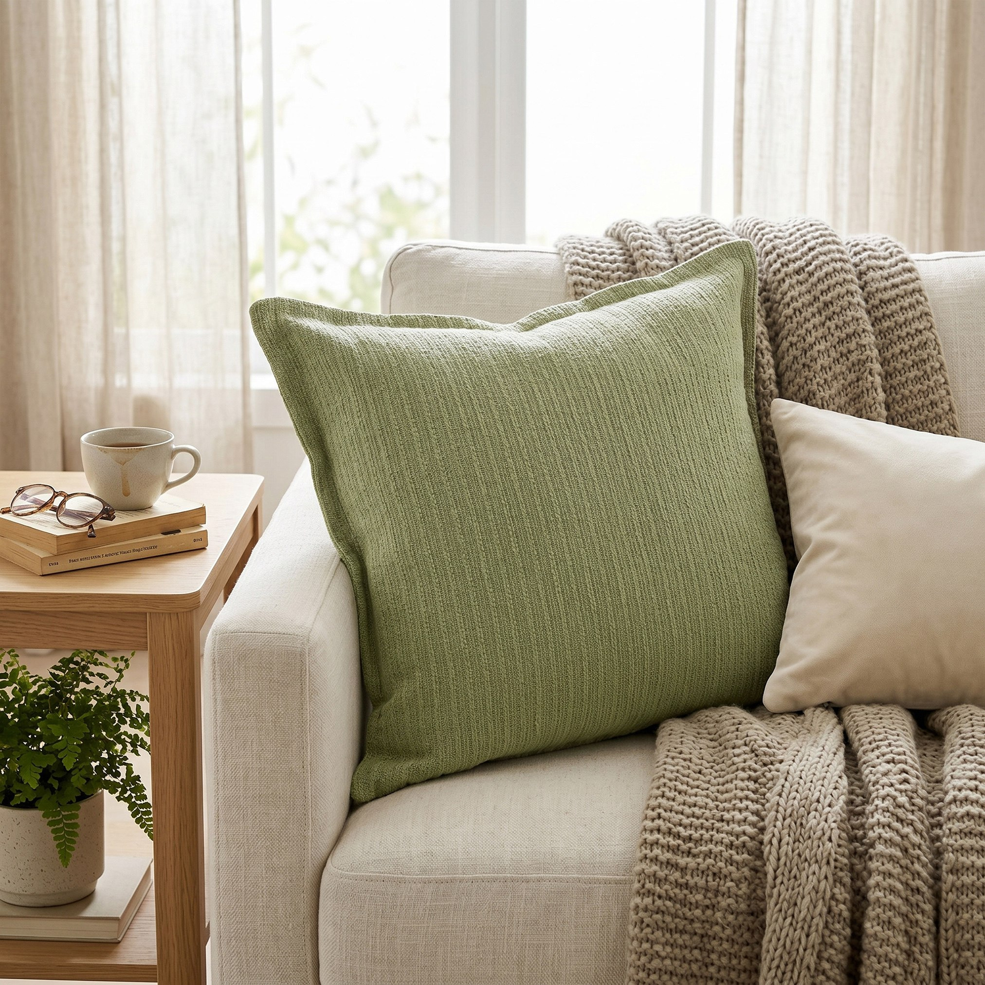 Serenity Solid Slub Filled Cushion - 50x50 cm-hbxhomeware-hbxbedroom-image-4