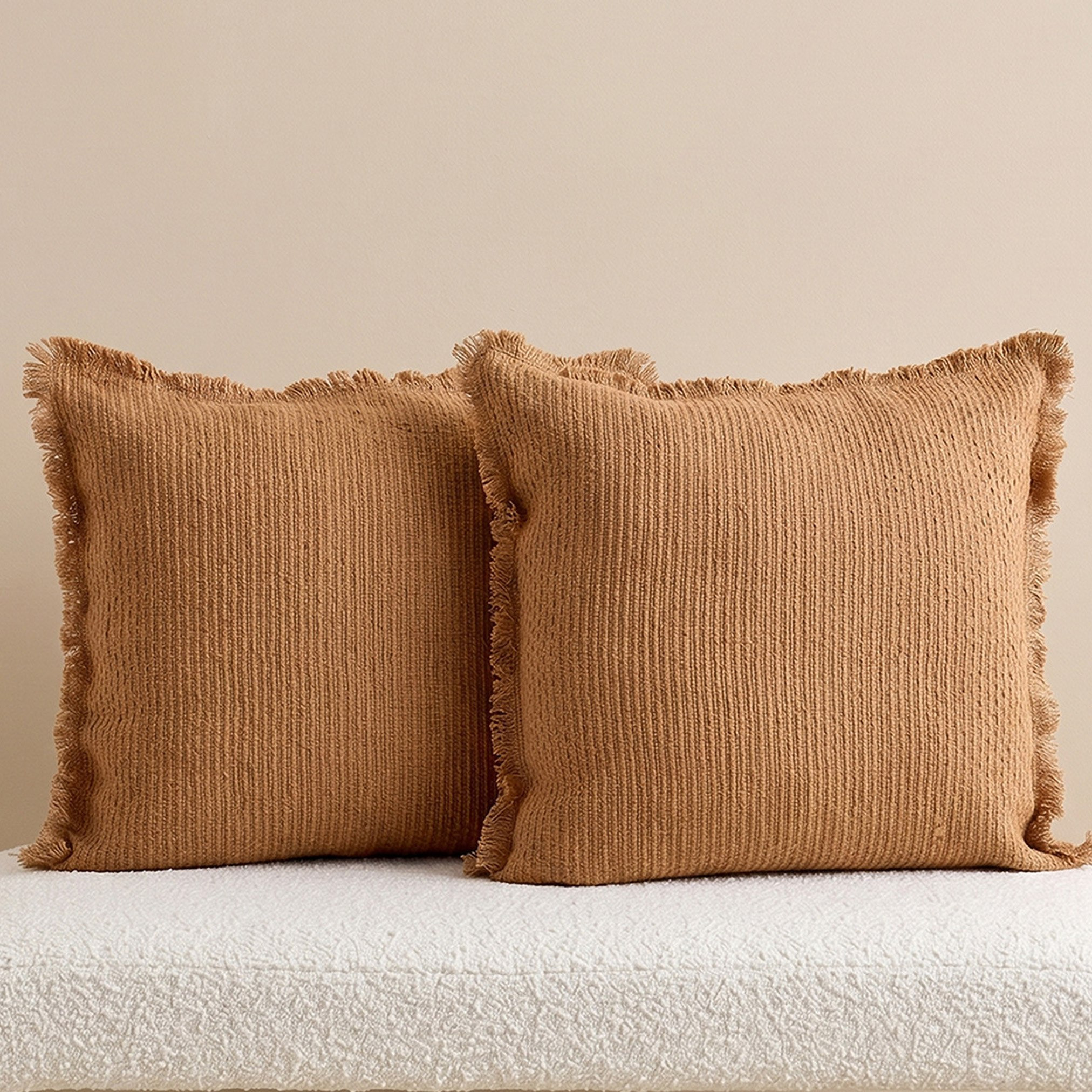 Soft Summer Cozy Duo 2-Piece Slub Jute Edge Filled Cushion Set - 50x50 cm-hbxhomeware-hbxbedroom-image-1