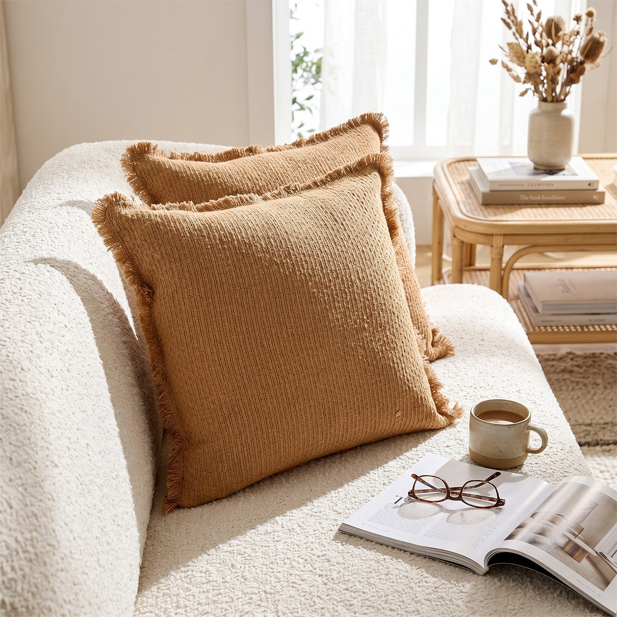 Soft Summer Cozy Duo 2-Piece Slub Jute Edge Filled Cushion Set - 50x50 cm-hbxhomeware-hbxbedroom-image-4