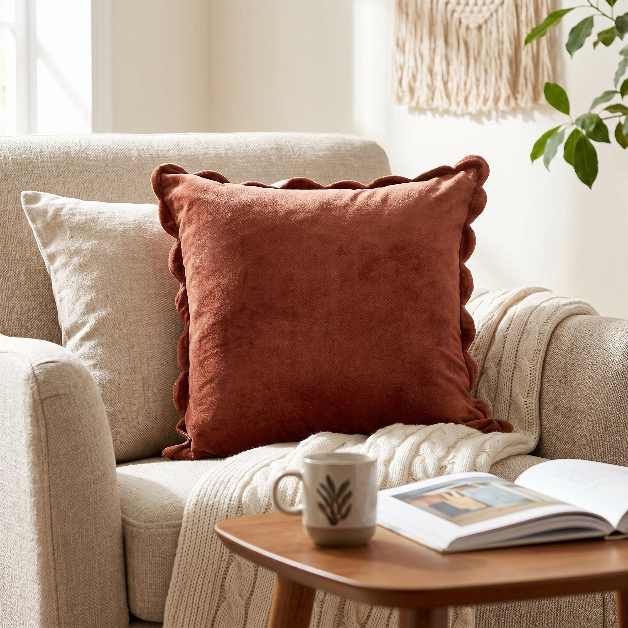 Soft Summer Scallop Filled Cushion - 50x50 cm-hbxhomeware-hbxbedroom-image-4