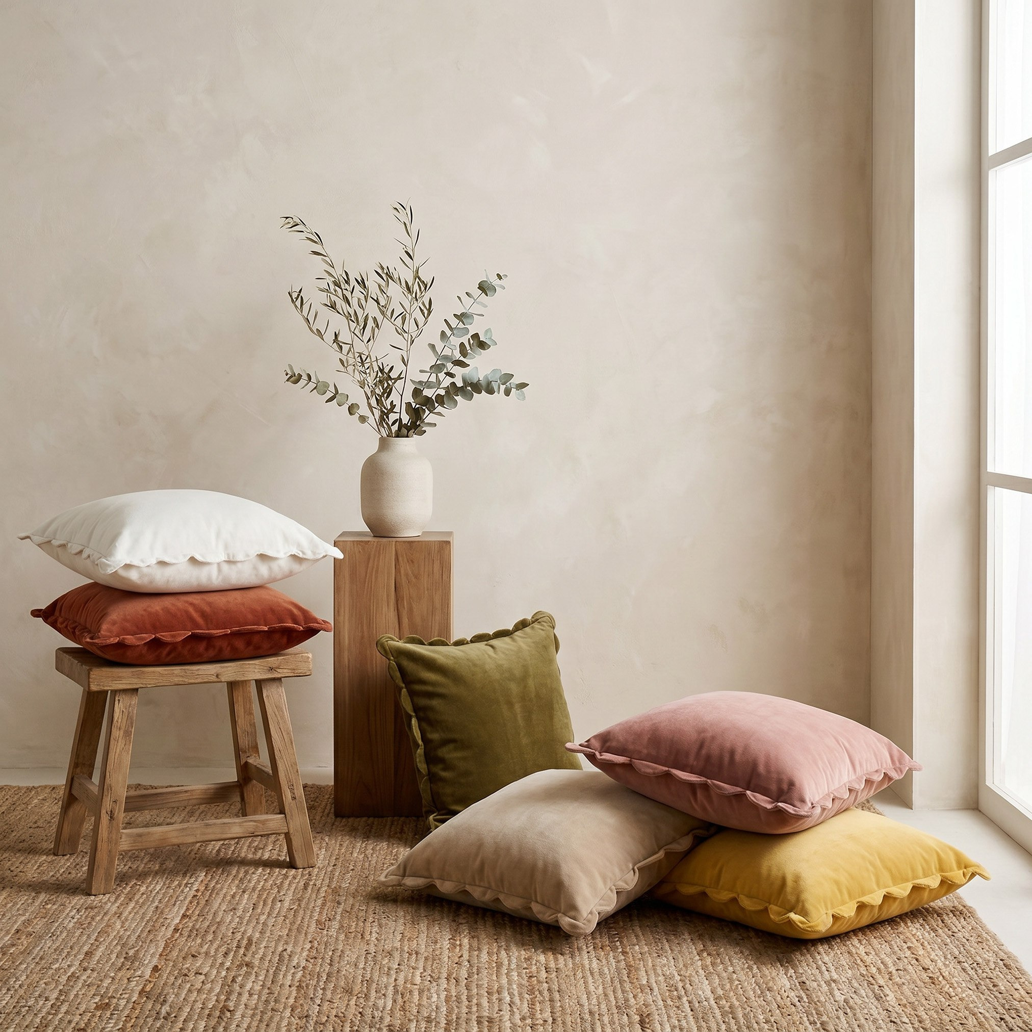 Soft Summer Scallop Filled Cushion - 50x50 cm-hbxhomeware-hbxbedroom-image-5