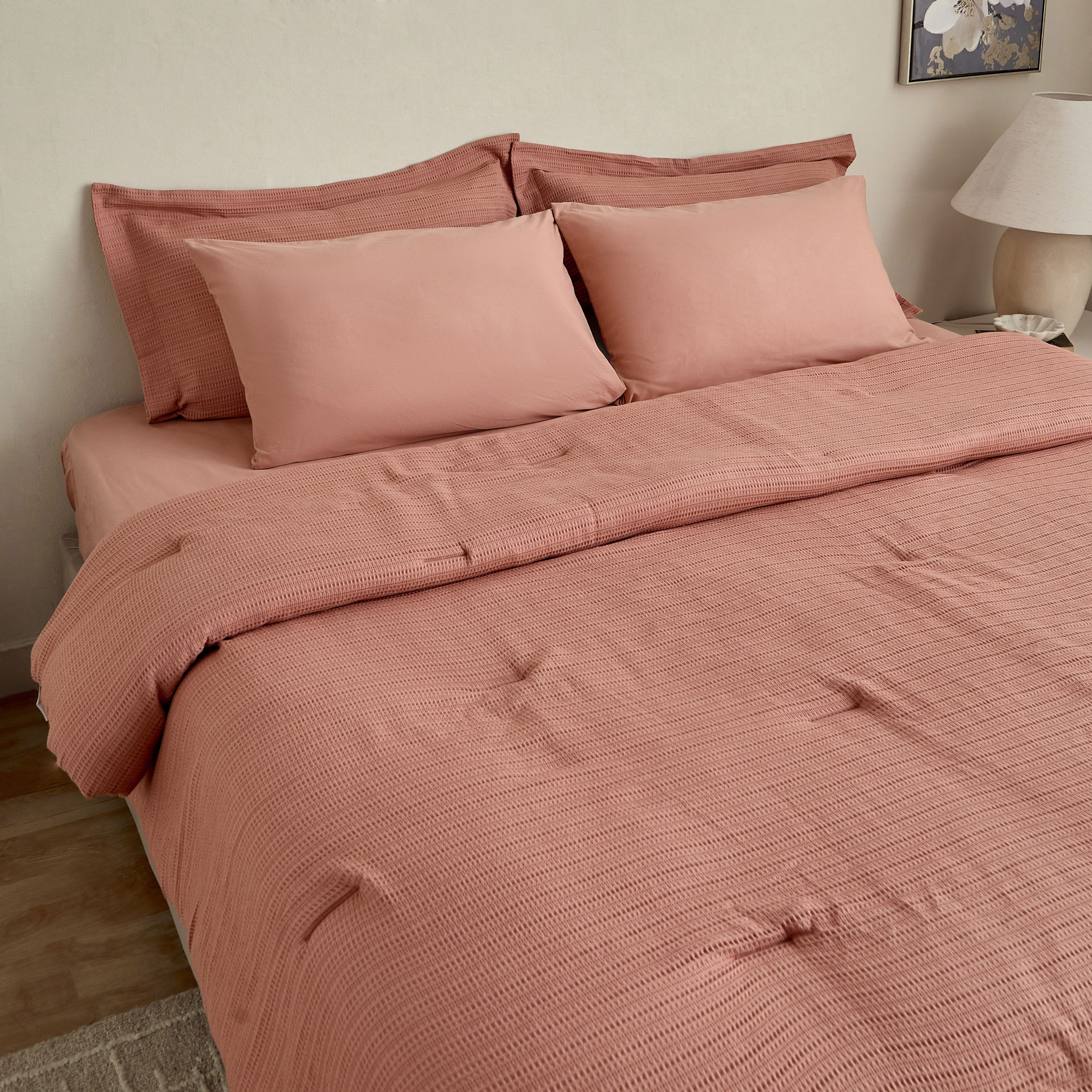 طقم لحاف بايب قطن فيسكوز وافل سوبر كينج 6 قطع ميللو من ويف إليجانس - 240x260 سم-hbxhomeware-hbxbedroom-image-1