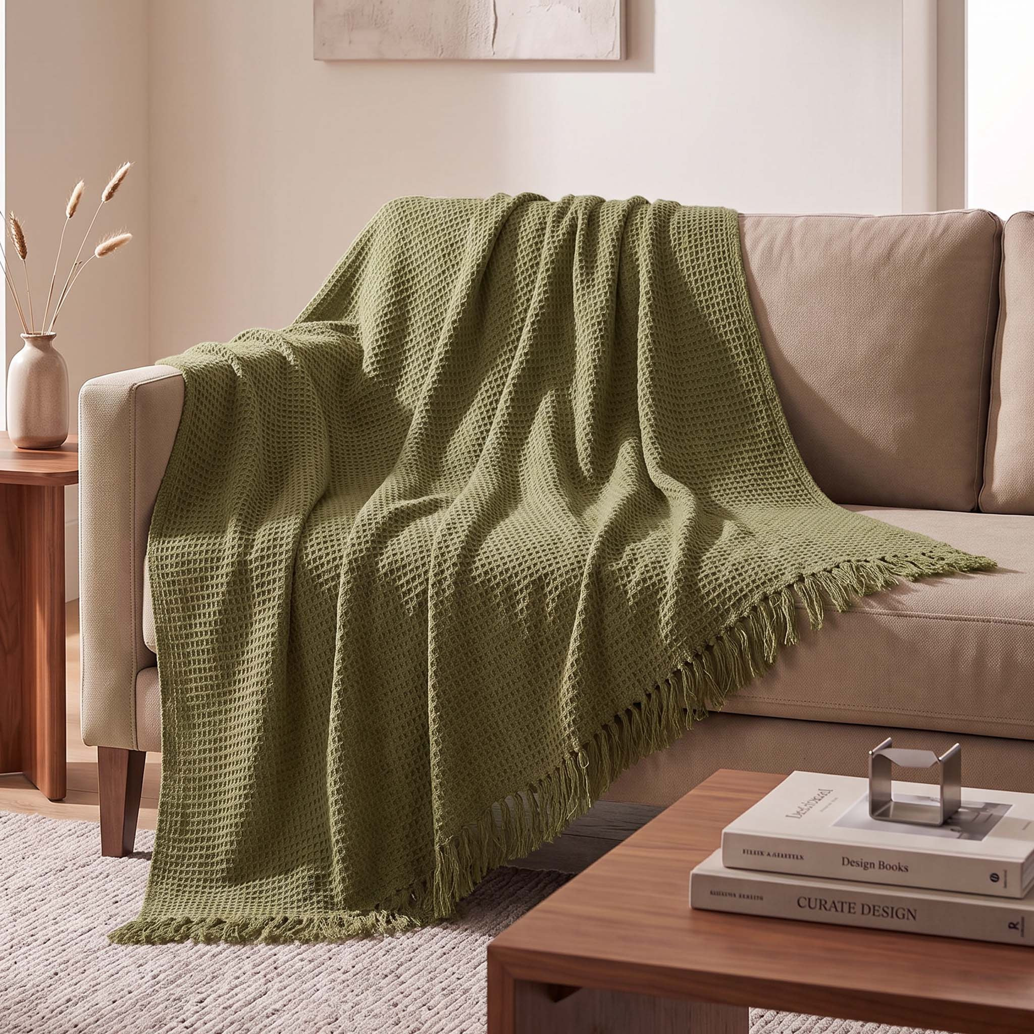 بطانية خفيفة فيسكوز قطن بتصميم وافل ميلو من ويف إيليجنس - 130x170 سم-hbxhomeware-hbxlivingroom-image-1