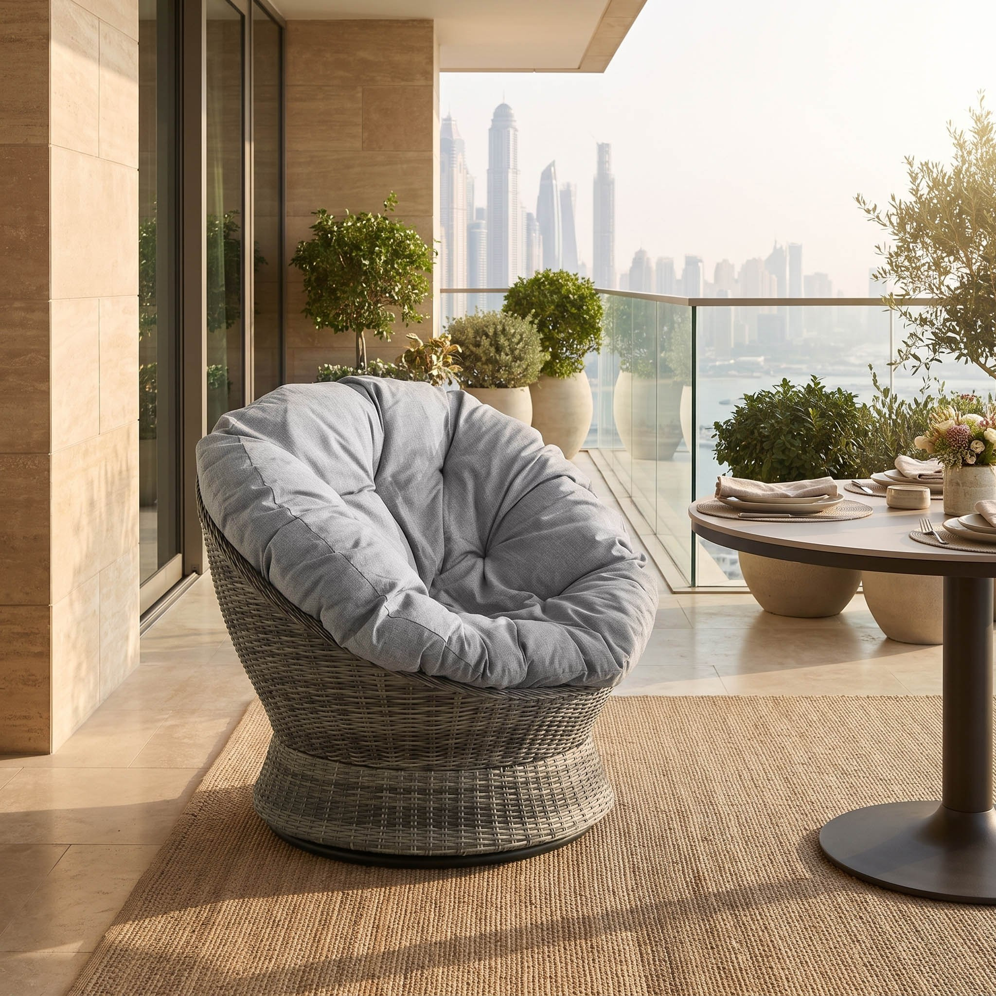 Movo Vera Tamara Swivel Outdoor Chair with Cushion-hbxfurniture-outdoor-swingsandchairs-image-1