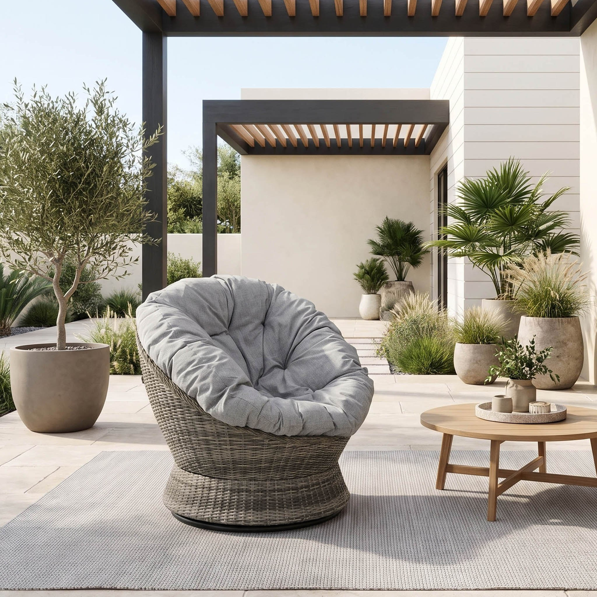 Movo Vera Tamara Swivel Outdoor Chair with Cushion-hbxfurniture-outdoor-swingsandchairs-image-2