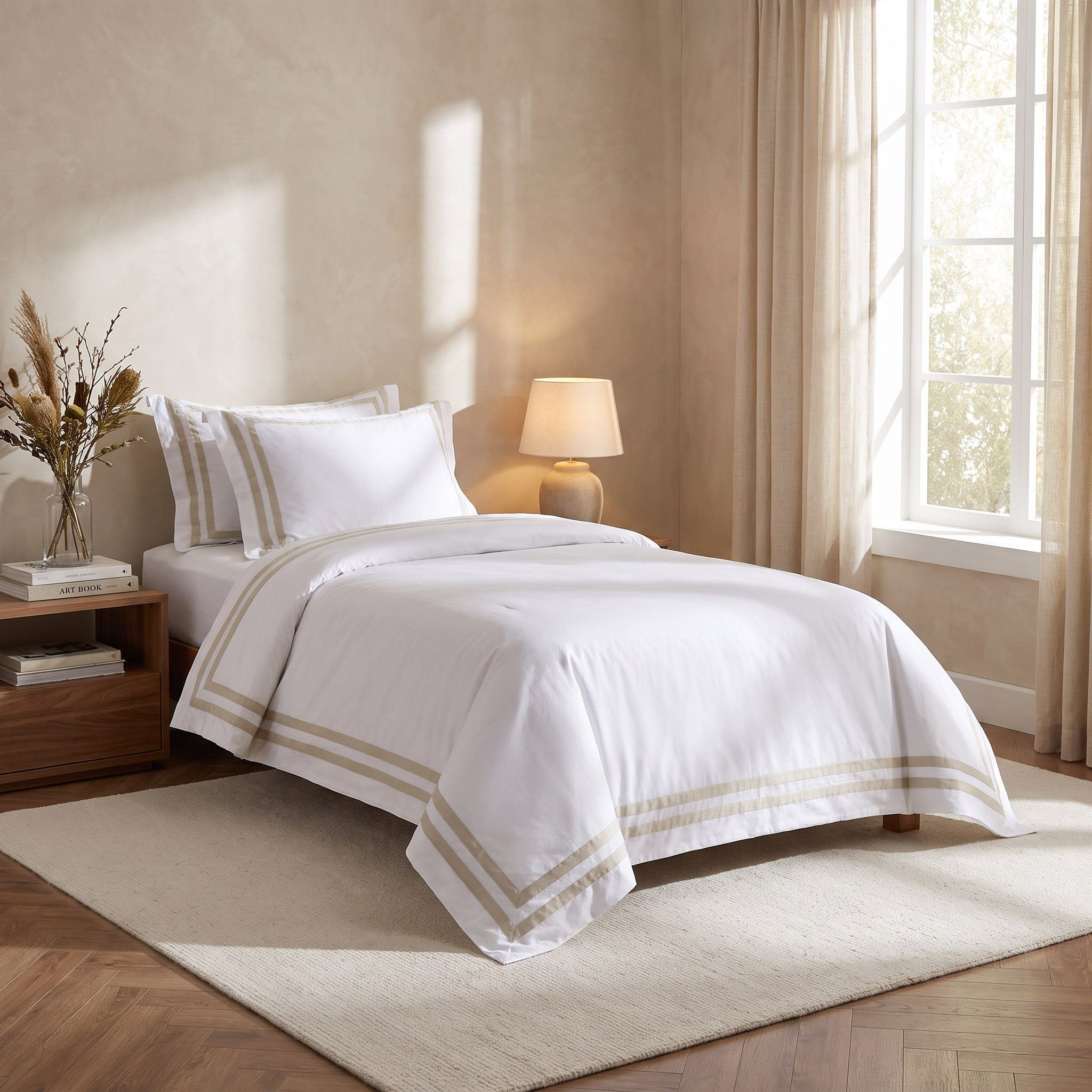 White Haven Blancor Double Border Twin Comforter Set - 160x220 cm-hbxhomeware-hbxbedroom-image-6