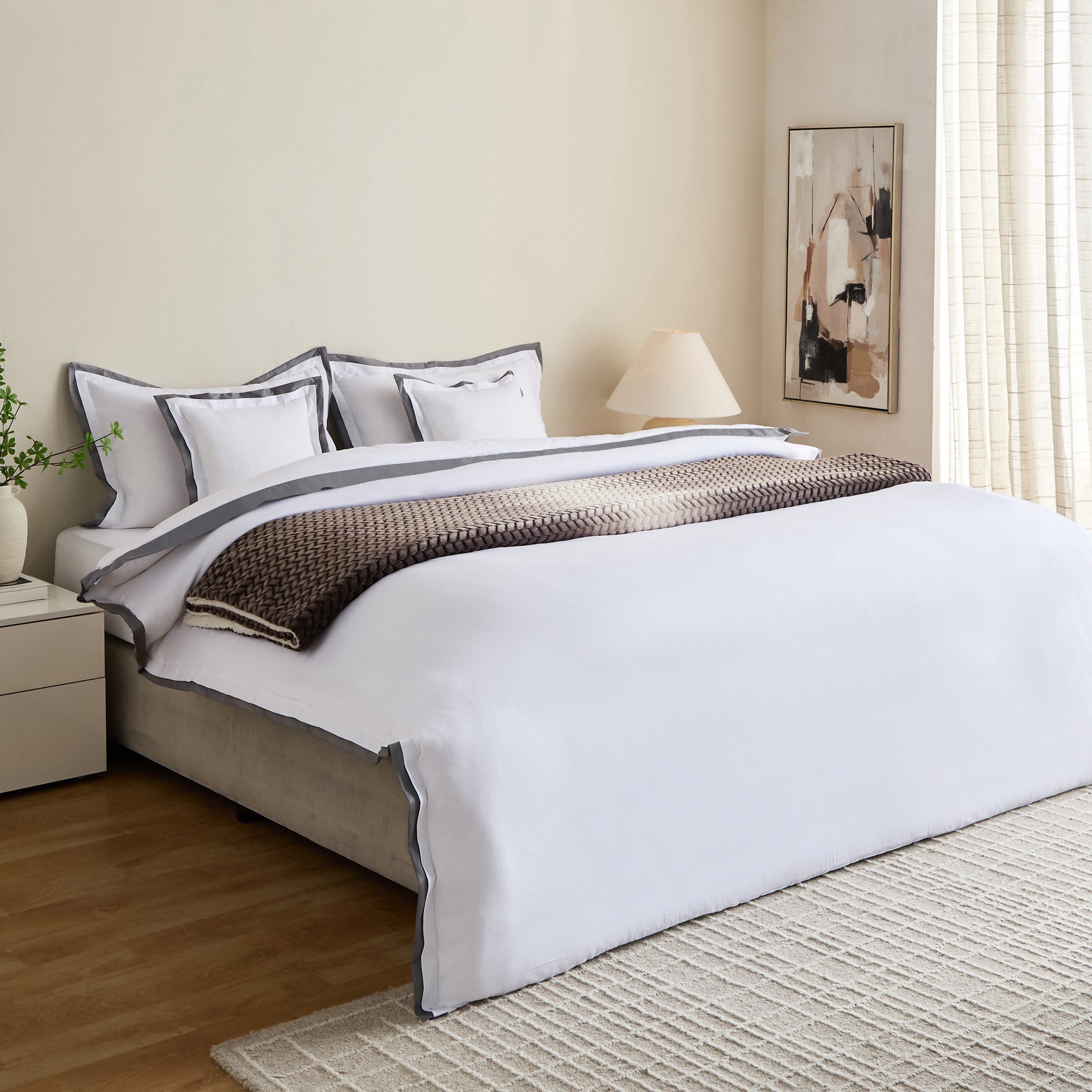 White Haven Flange Border 5-Piece King Comforter Set - 220x240 cm-hbxhomeware-hbxbedroom-image-6