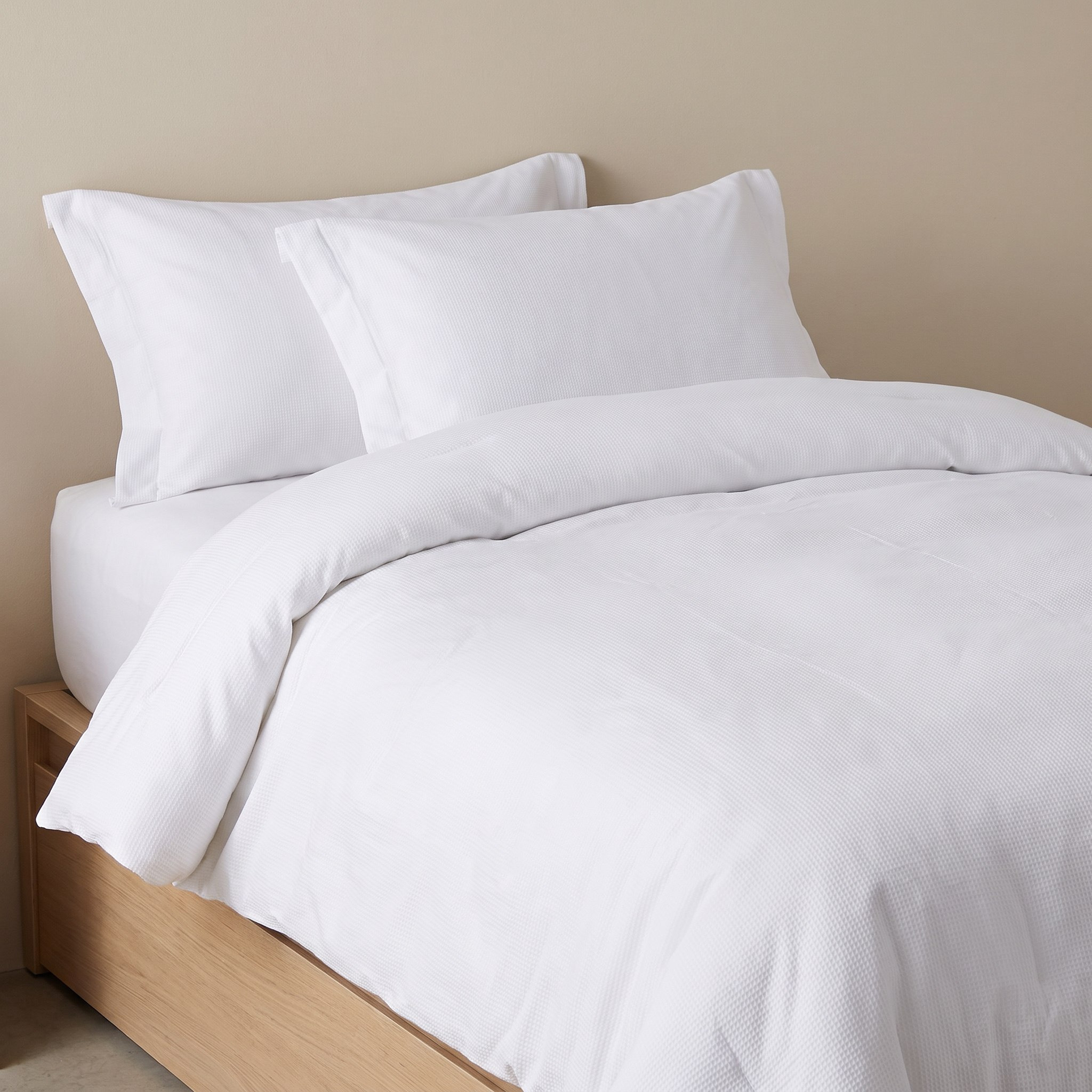 طقم غطاء لحاف توين قطن بنمط وافل 3 قطع من براكستون - 150x220 سم-hbxhomeware-hbxbedroom-image-1
