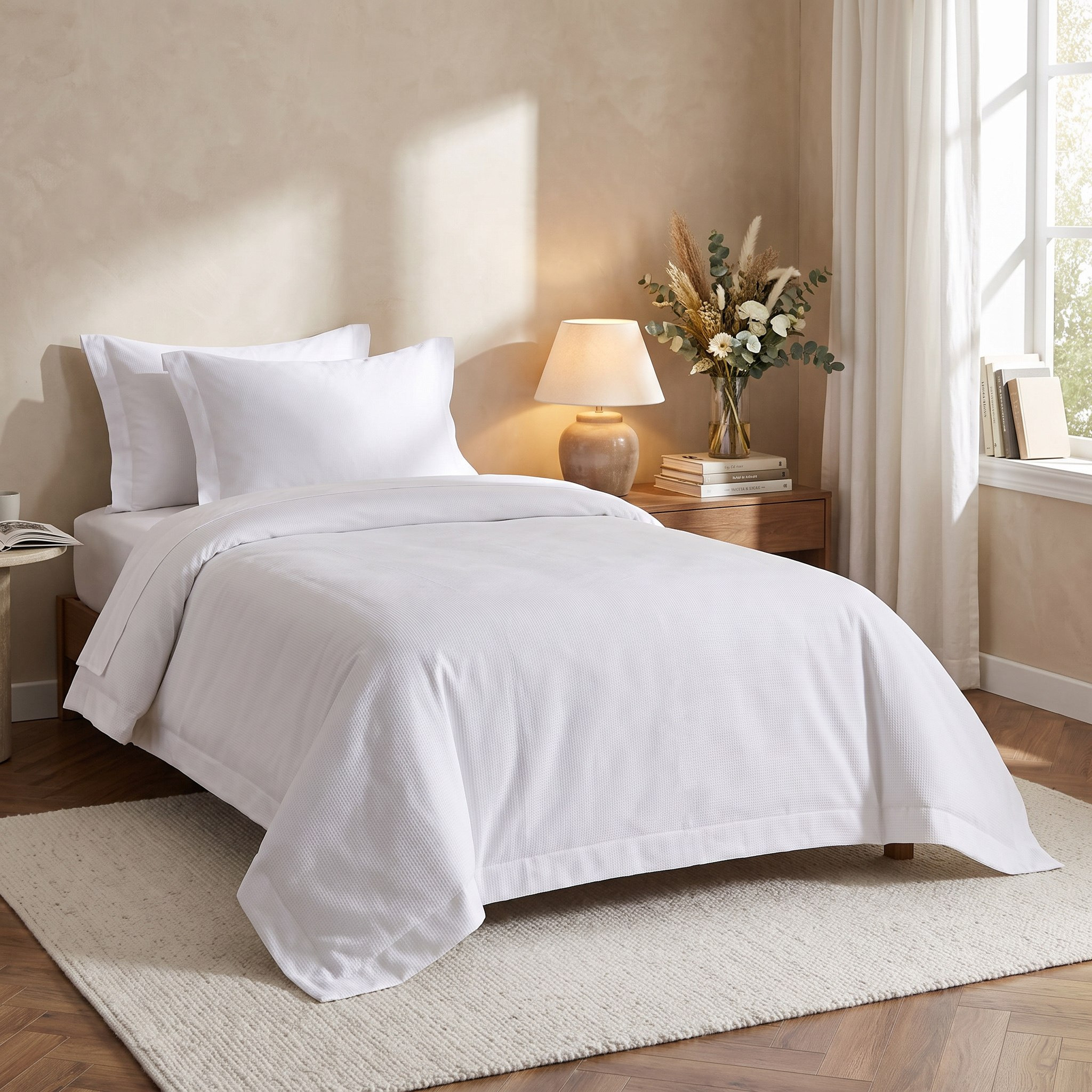 طقم غطاء لحاف توين قطن بنمط وافل 3 قطع من براكستون - 150x220 سم-hbxhomeware-hbxbedroom-image-8