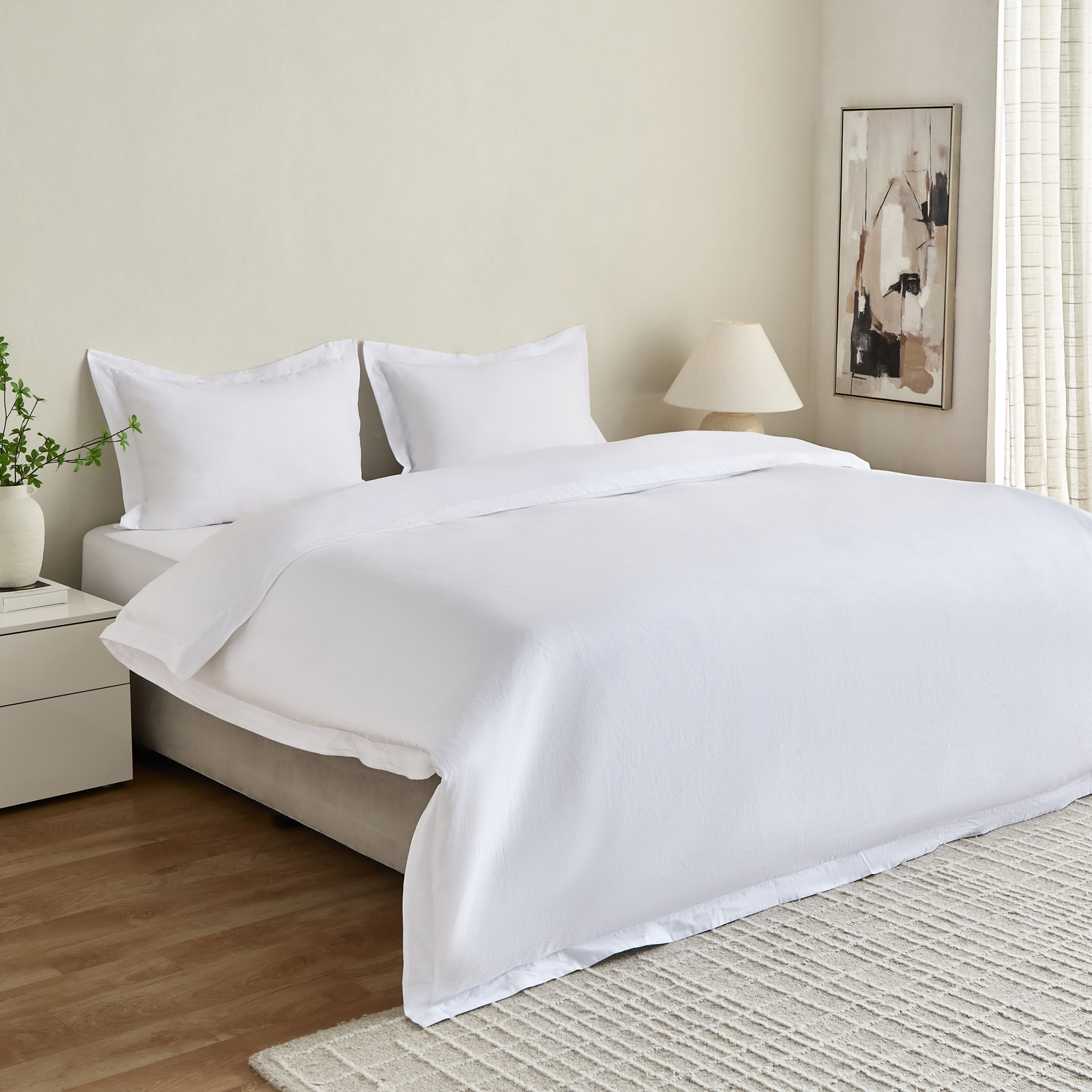 طقم غطاء لحاف قطن كينج 3 قطع بتصميم وافل من براكستون - 220x220 سم-hbxhomeware-hbxbedroom-image-6