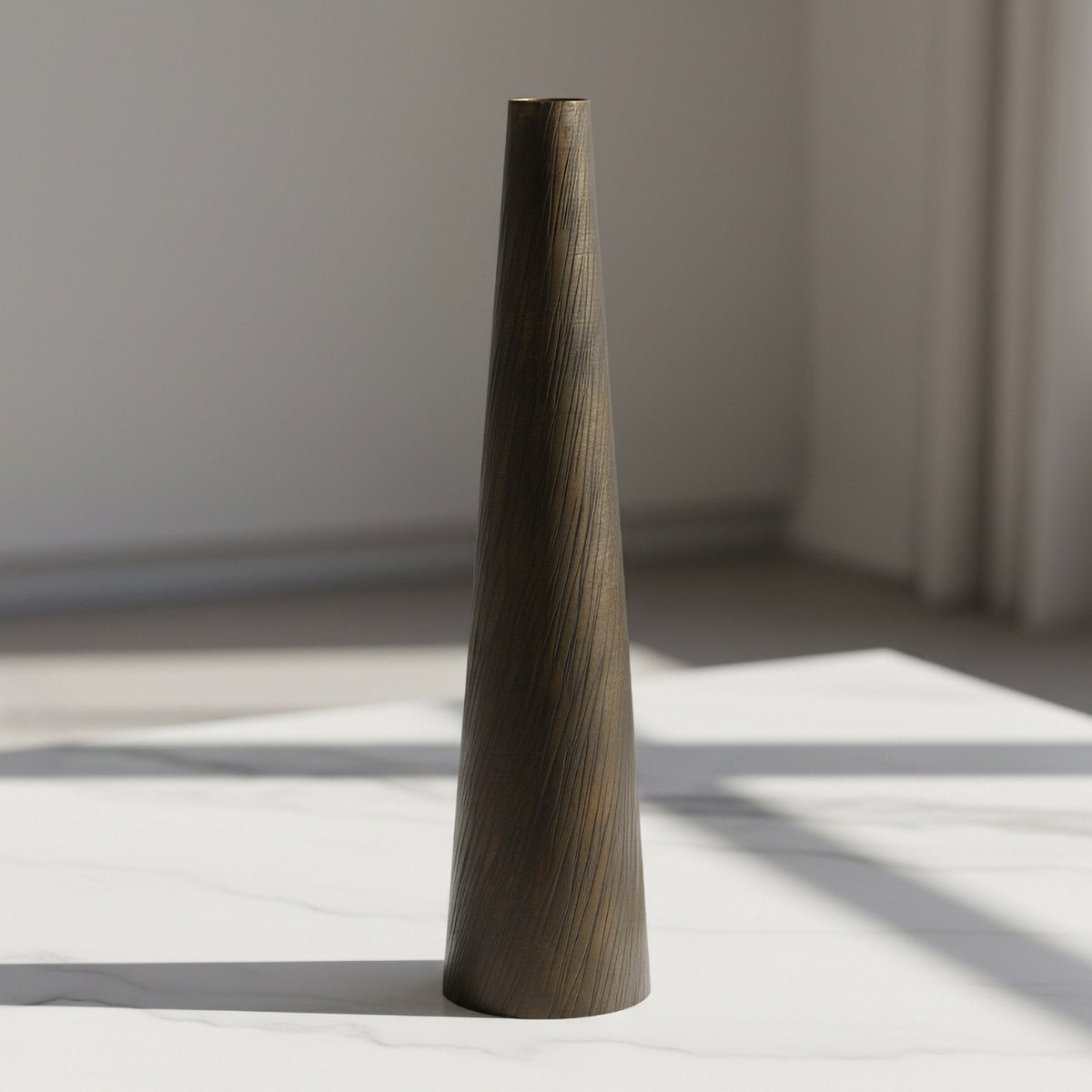 Ausie Monochrome Aluminium Streaks Effect Tall Vase - 10.5x10.5x51.5 cm-hbxbedroom-decorandaccessories-vases-image-1