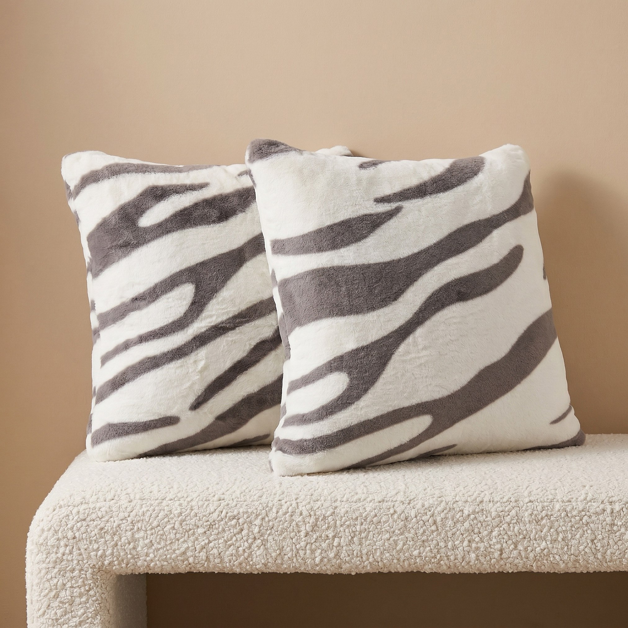 Cozy Duo 2-Piece Animal Zebra Print Filled Cushion Set - 50x50 cm-hbxhomeware-hbxbedroom-image-1