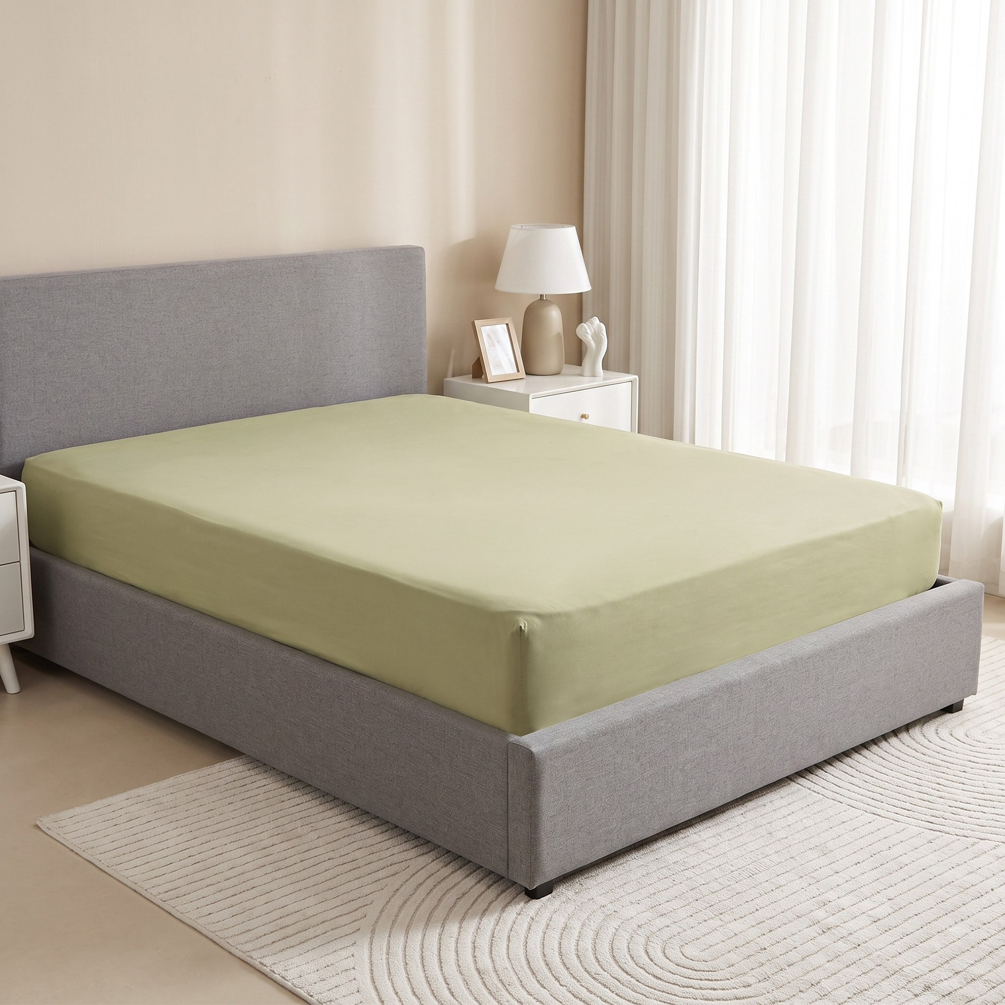 Derby Solid Microfiber Queen Fitted Sheet - 150x200+25 cm-hbxhomeware-hbxbedroom-image-1