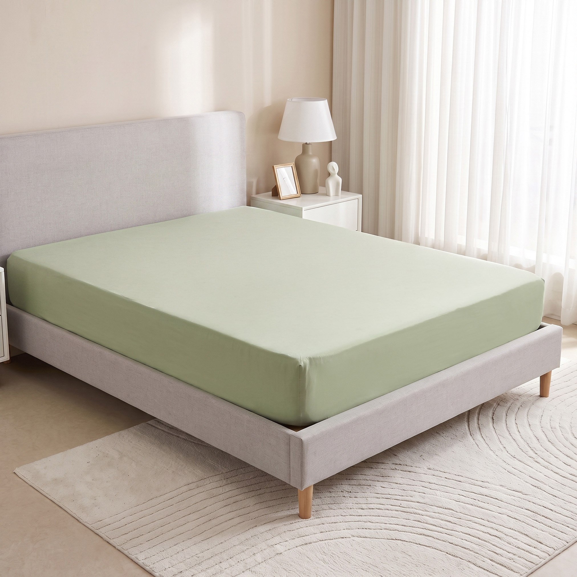 Derby Solid Microfiber Queen Fitted Sheet - 150x200+25 cm-hbxhomeware-hbxbedroom-image-1