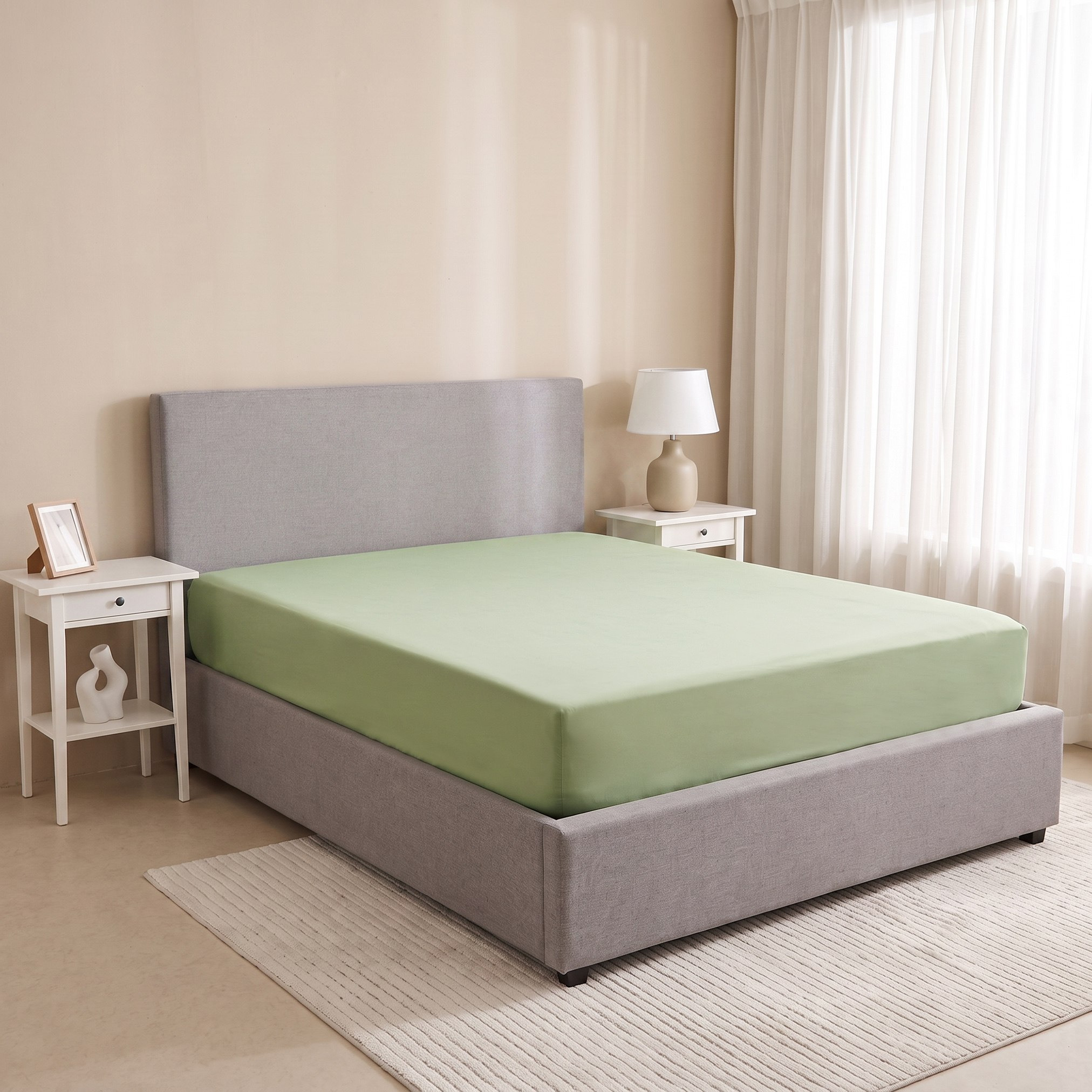 Derby Solid Microfibre Olympic Queen Fitted Sheet - 160x200+25 cm-hbxhomeware-hbxbedroom-image-1