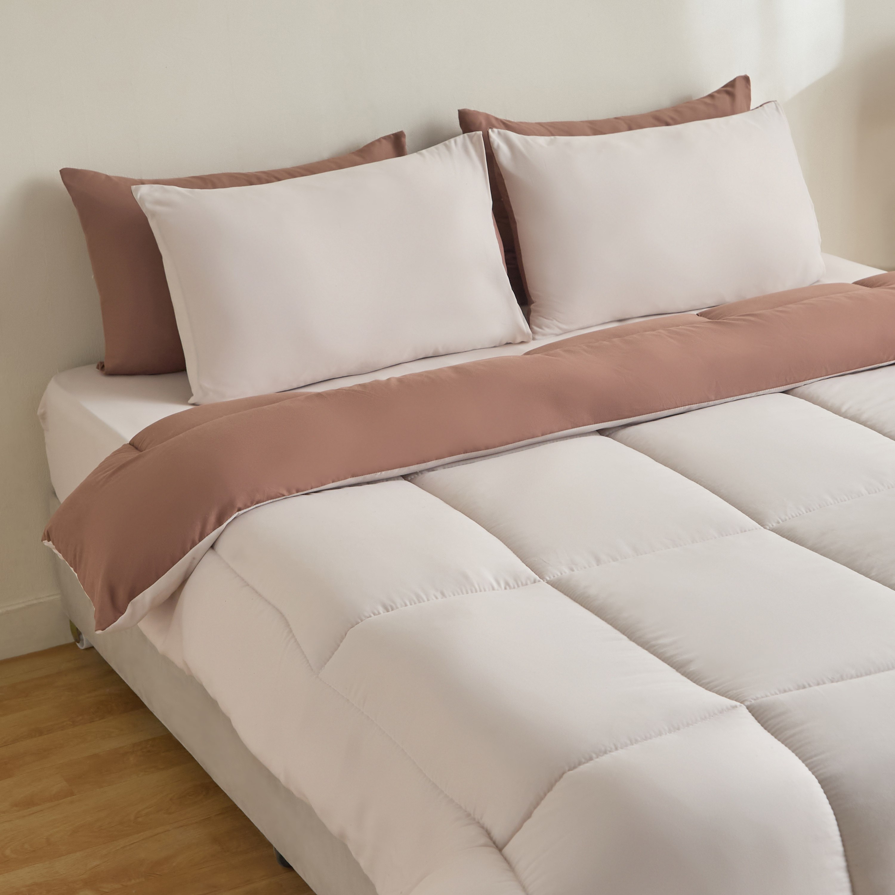 Luno Sleep Ease 6-Piece Hotel Reversible Microfiber Queen BIAB Comforter Set  - 200x230 cm-hbxhomeware-hbxbedroom-image-1