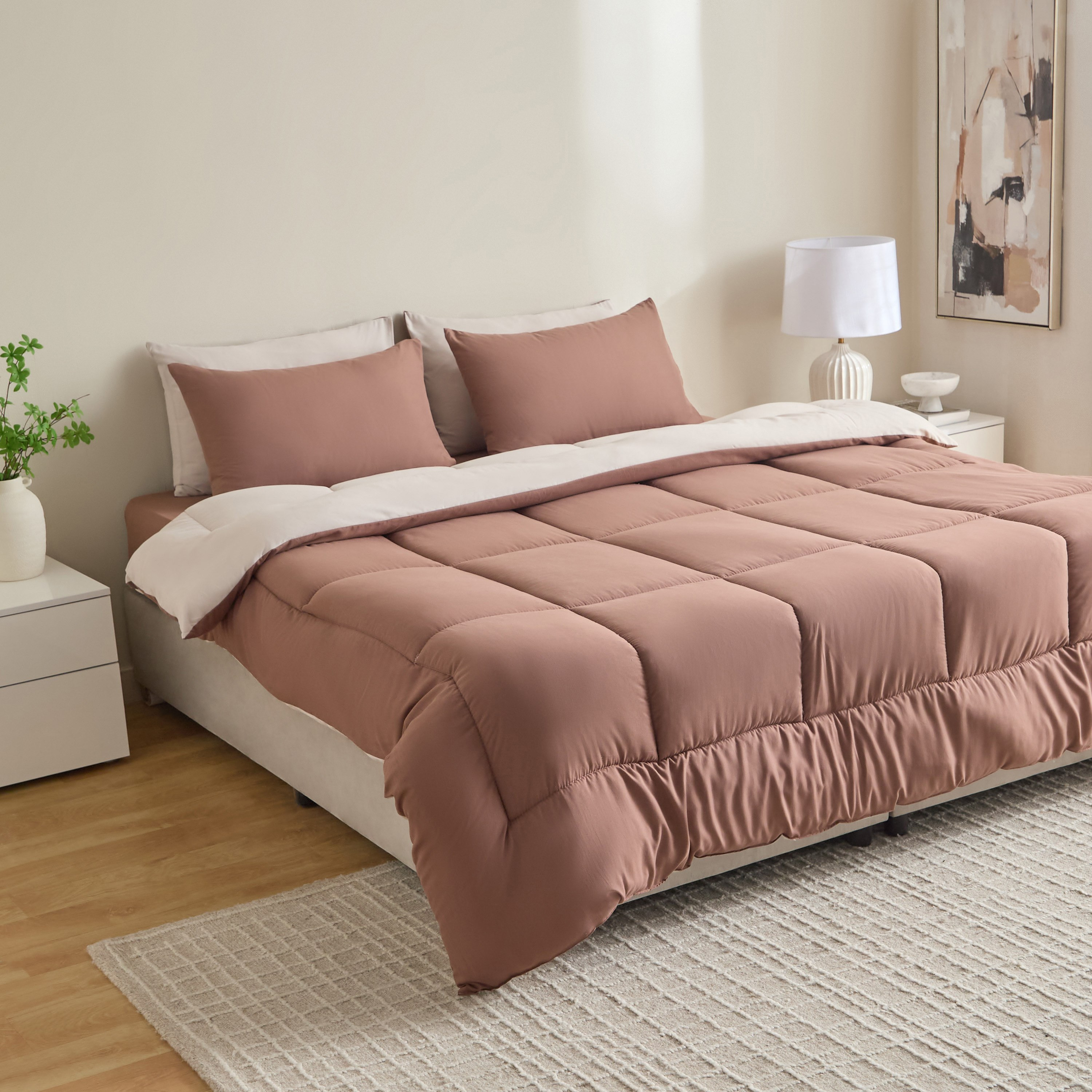 Luno Sleep Ease 6-Piece Hotel Reversible Microfiber King BIAB Comforter Set - 220x240 cm-hbxhomeware-hbxbedroom-image-2