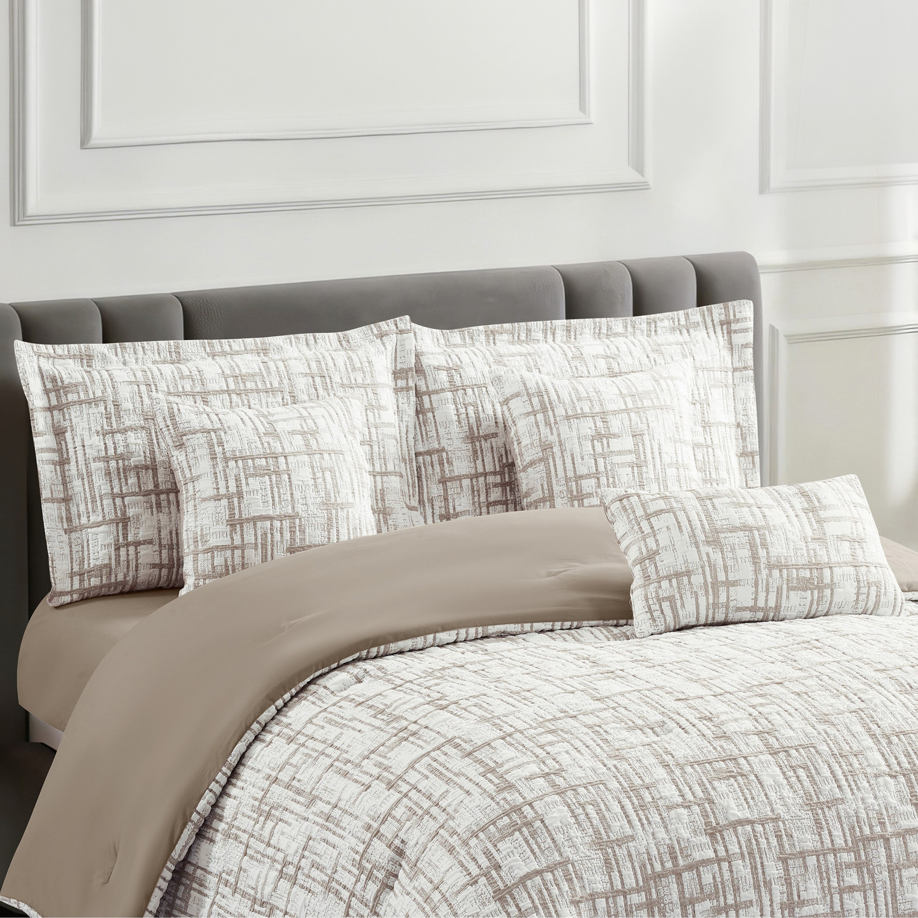Braxton Lattice 7-Piece BIAB King Comforter Set - 220x240 cm-hbxhomeware-hbxbedroom-image-1