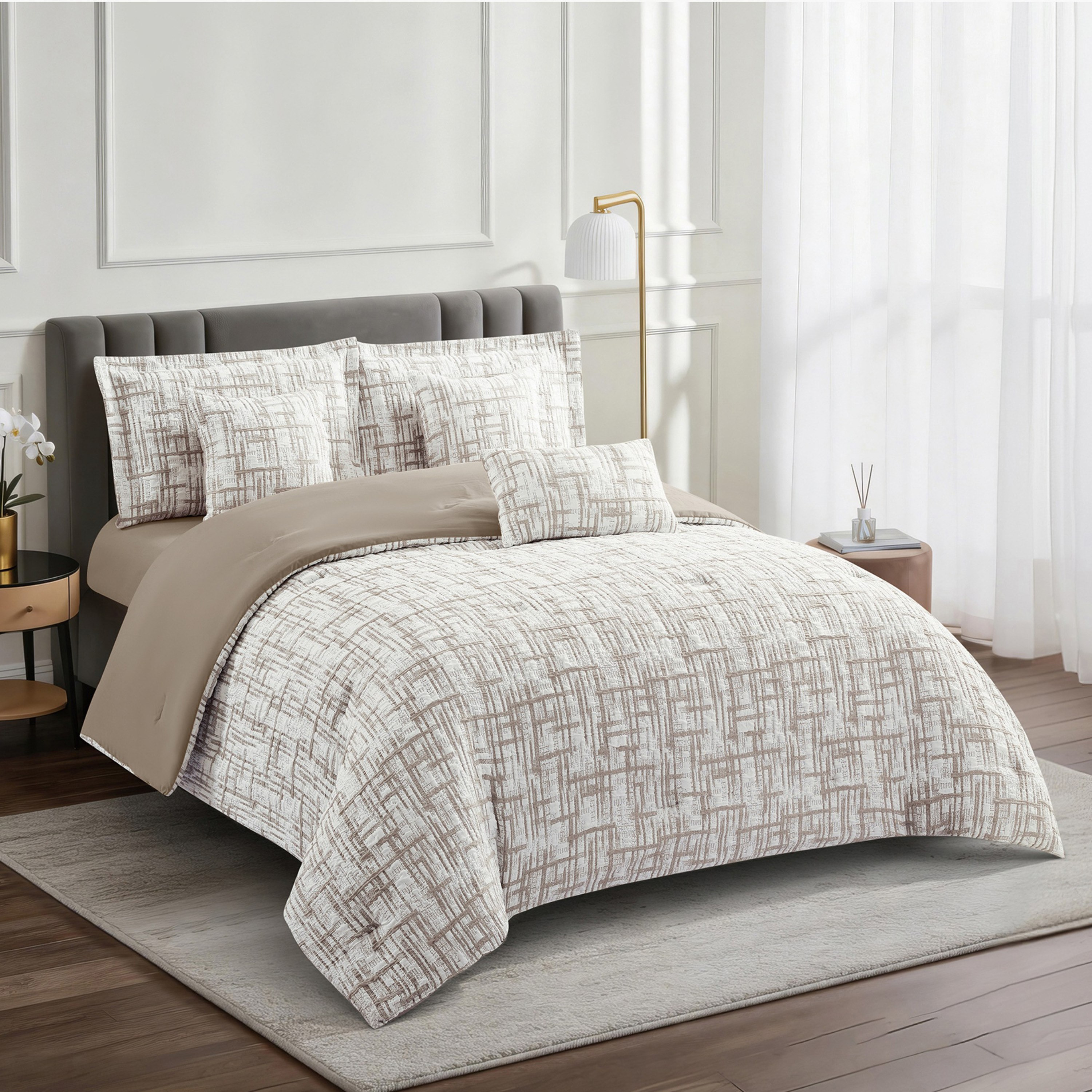 Braxton Lattice 7-Piece BIAB King Comforter Set - 220x240 cm-hbxhomeware-hbxbedroom-image-2