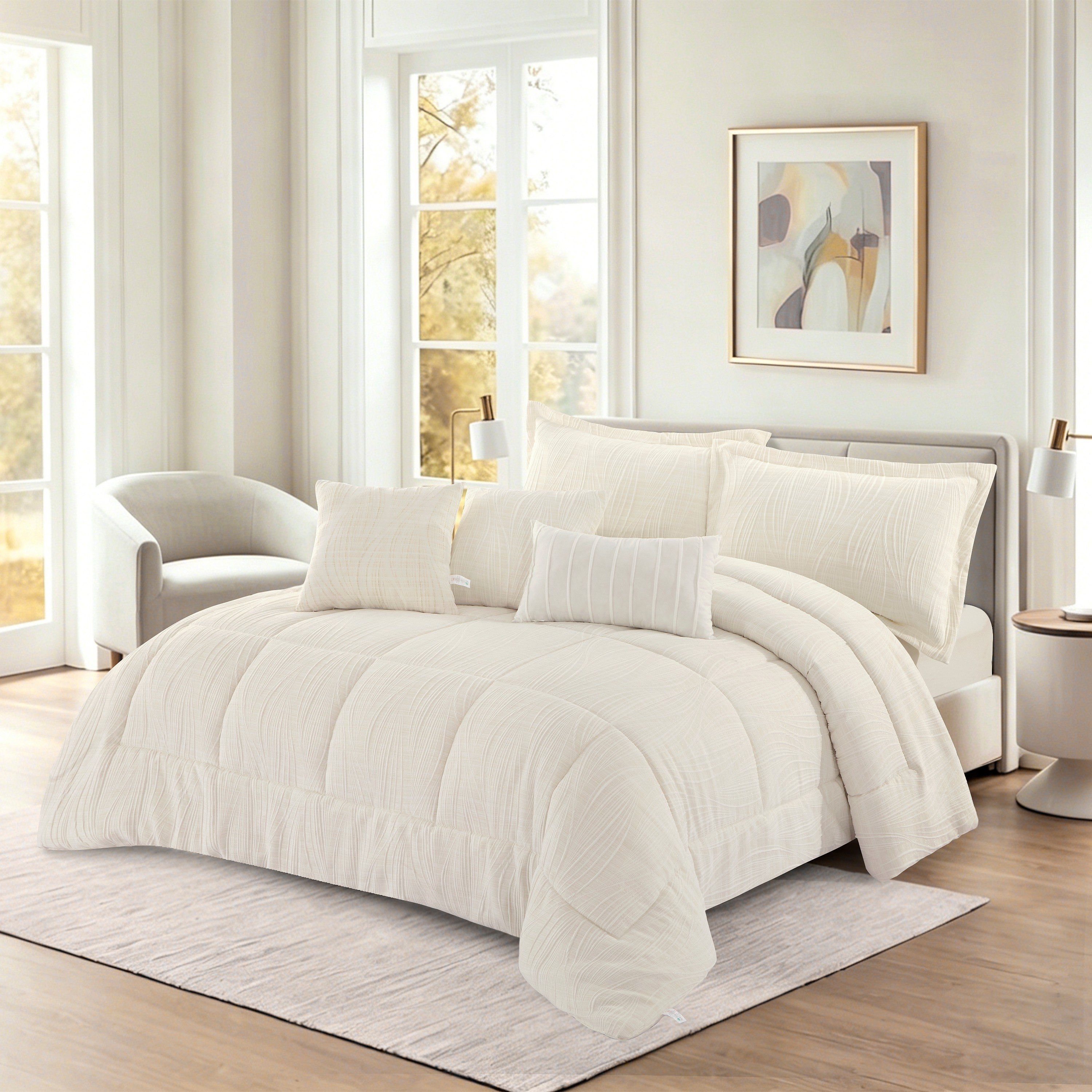 Whitebliss Luracurl 7-Piece Jacquard King BIAB Comforter Set - 220x240 cm-hbxhomeware-hbxbedroom-image-1
