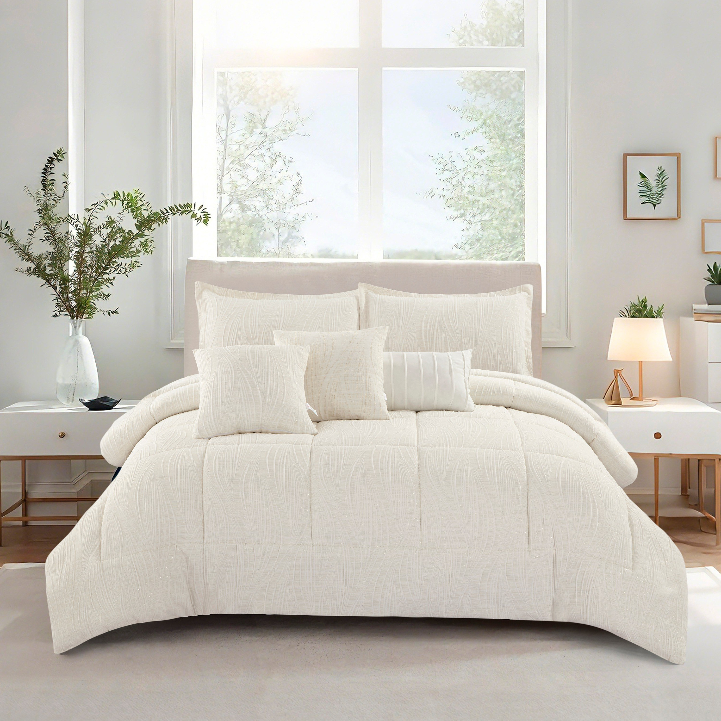 Whitebliss Luracurl 7-Piece Jacquard King BIAB Comforter Set - 220x240 cm-hbxhomeware-hbxbedroom-image-2