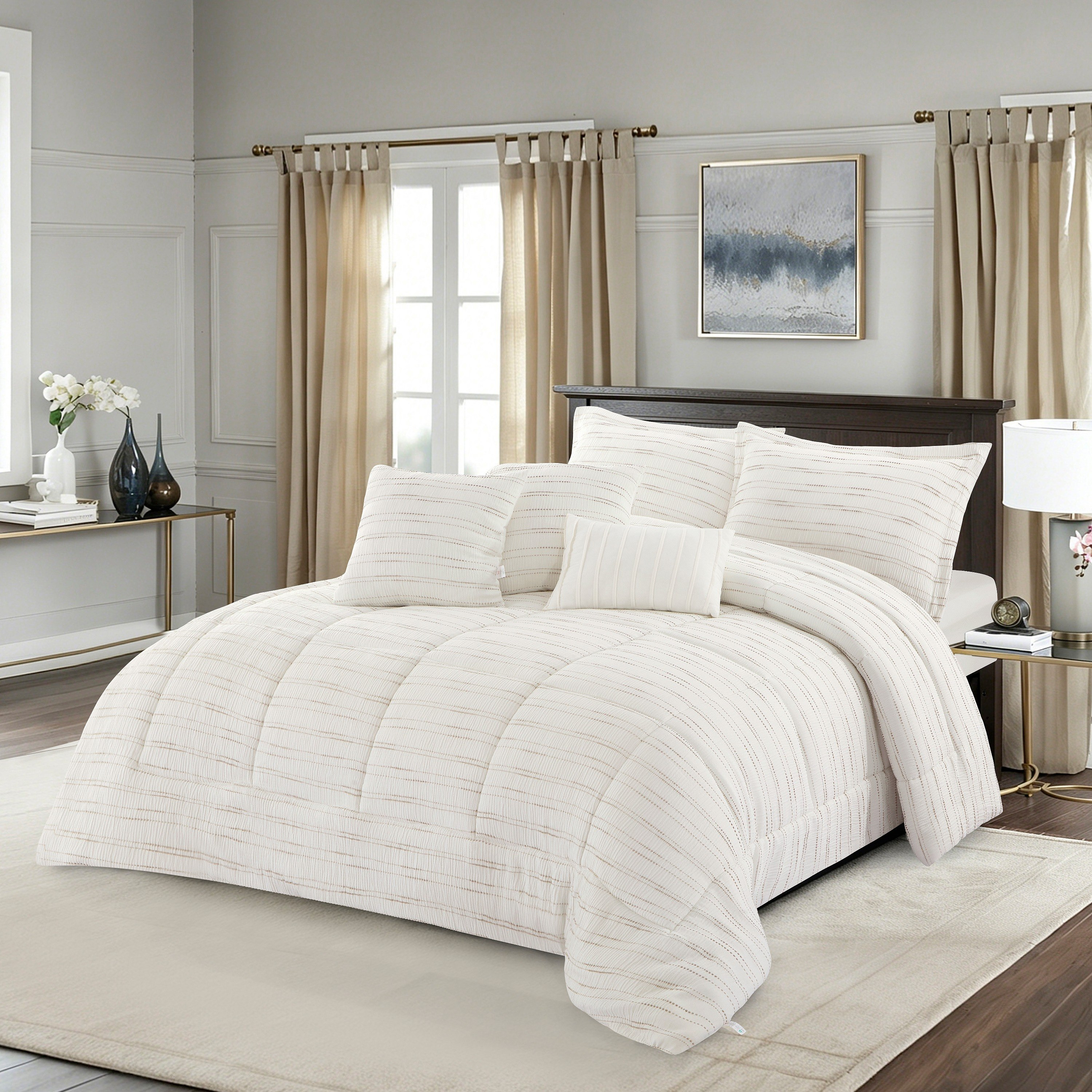 Braxton Stripe Luracurl 7-Piece Jacquard King BIAB Comforter Set - 220x240 cm-hbxhomeware-hbxbedroom-image-1