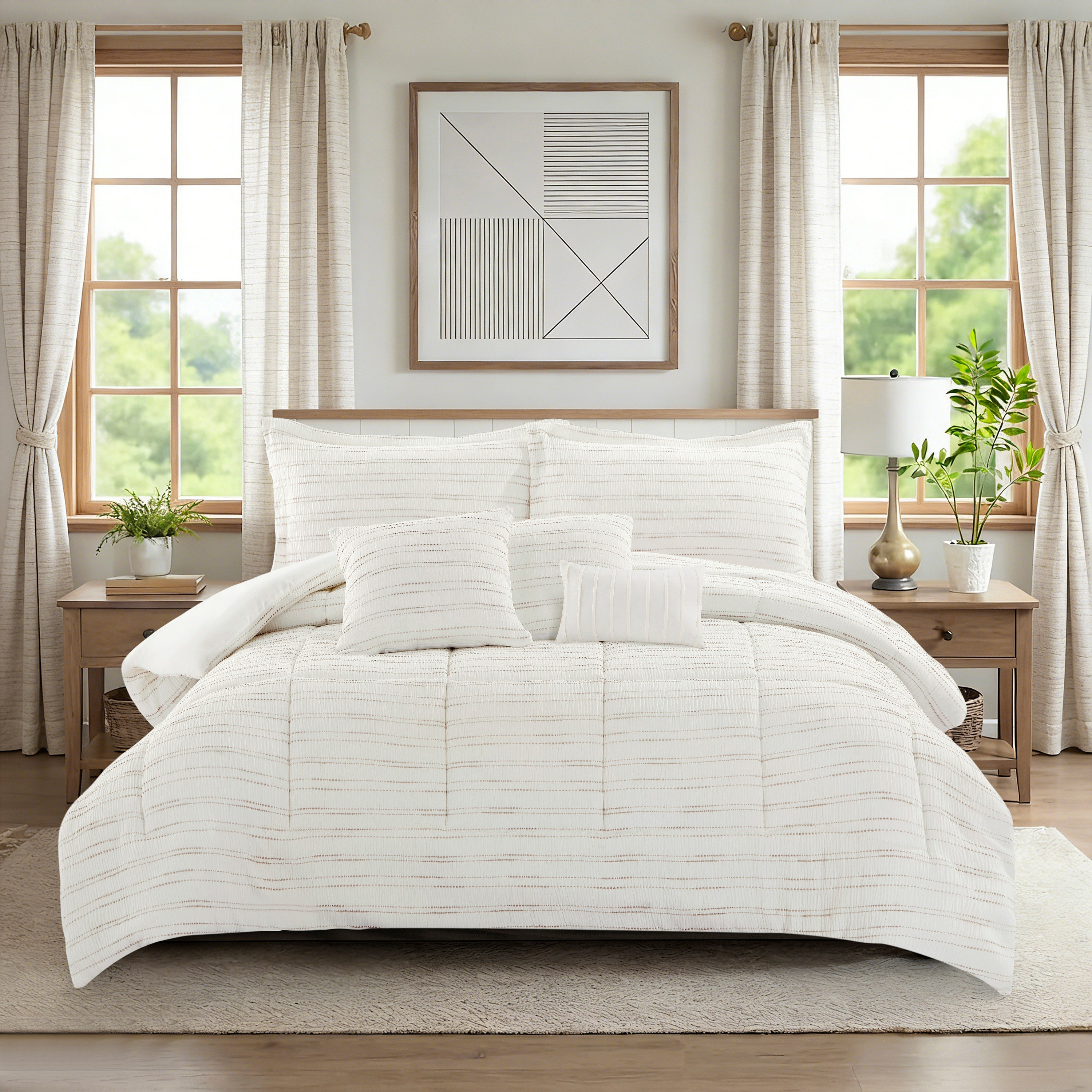 Braxton Stripe Luracurl 7-Piece Jacquard King BIAB Comforter Set - 220x240 cm-hbxhomeware-hbxbedroom-image-2