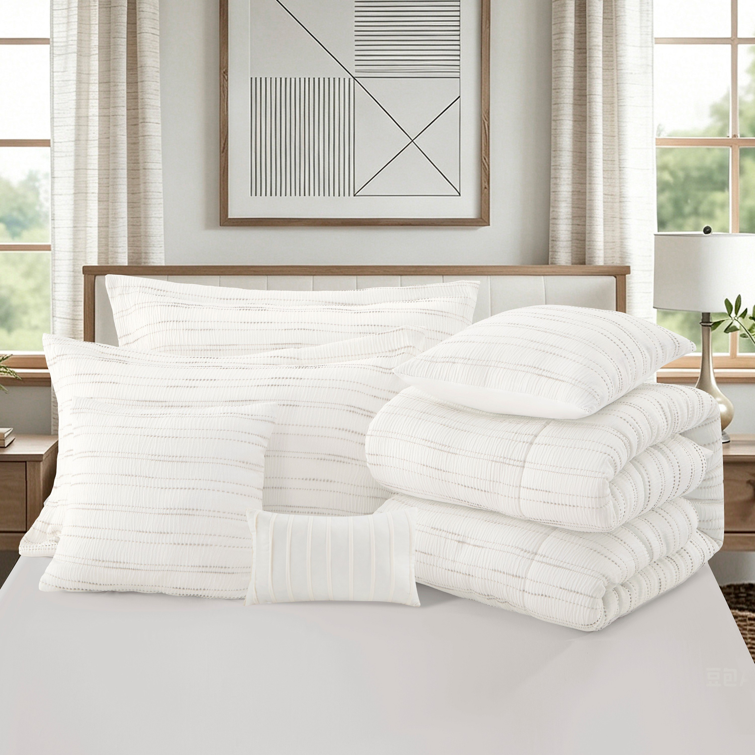 Braxton Stripe Luracurl 7-Piece Jacquard King BIAB Comforter Set - 220x240 cm-hbxhomeware-hbxbedroom-image-5