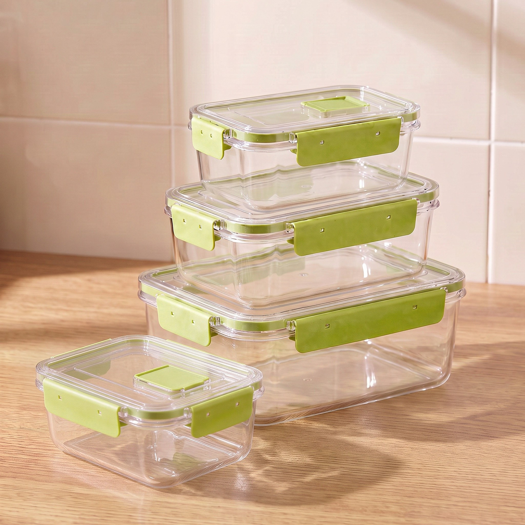 طقم حاويات مستطيلة بمشبك إغلاق 4 قطع من كليب-hbxhomeware-kitchenware-containersandjars-image-1