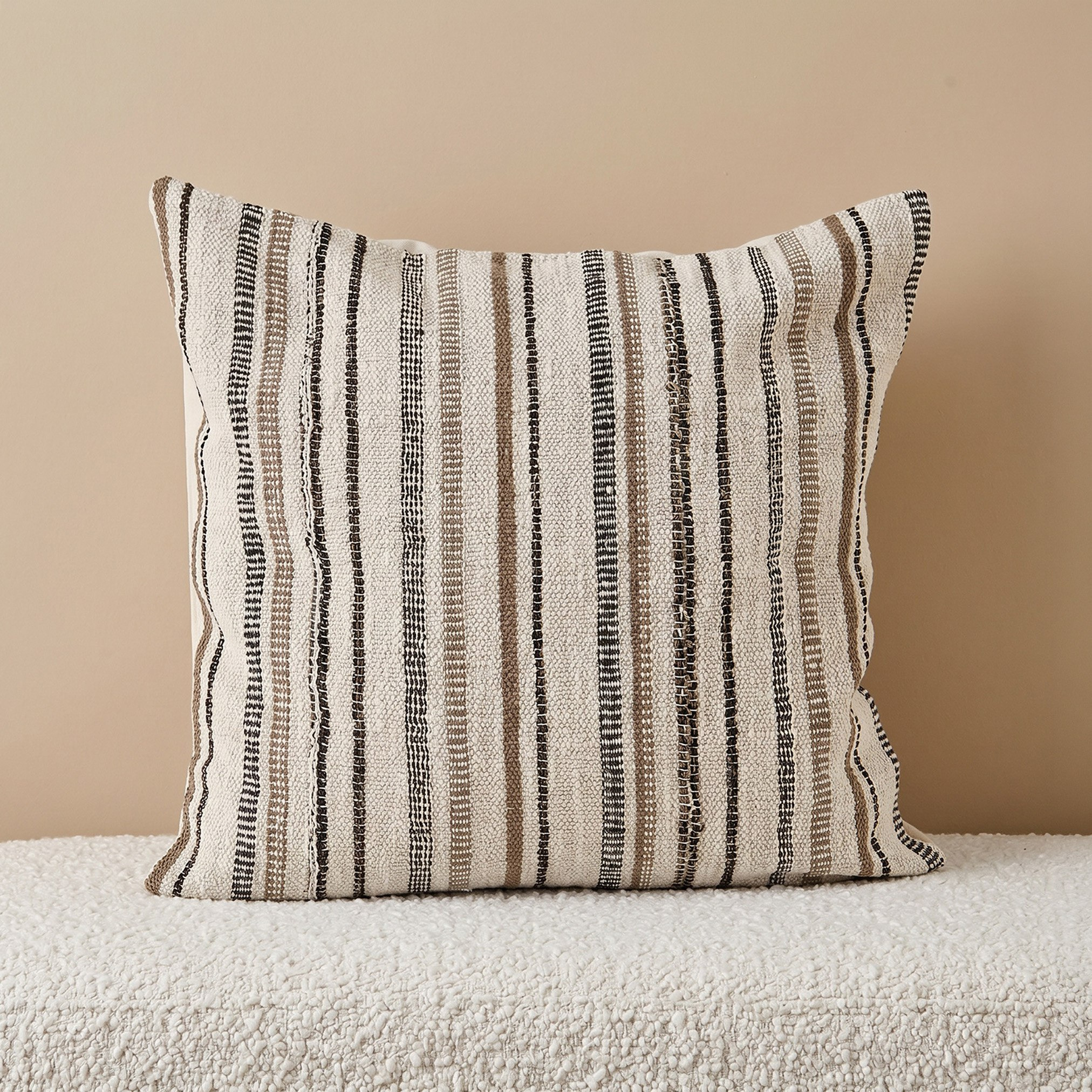 Monochrom Woven Stripe Filled Cushion - 50x50 cm-hbxlivingroom-furnishings-cushionsandcovers-filledcushions-image-1
