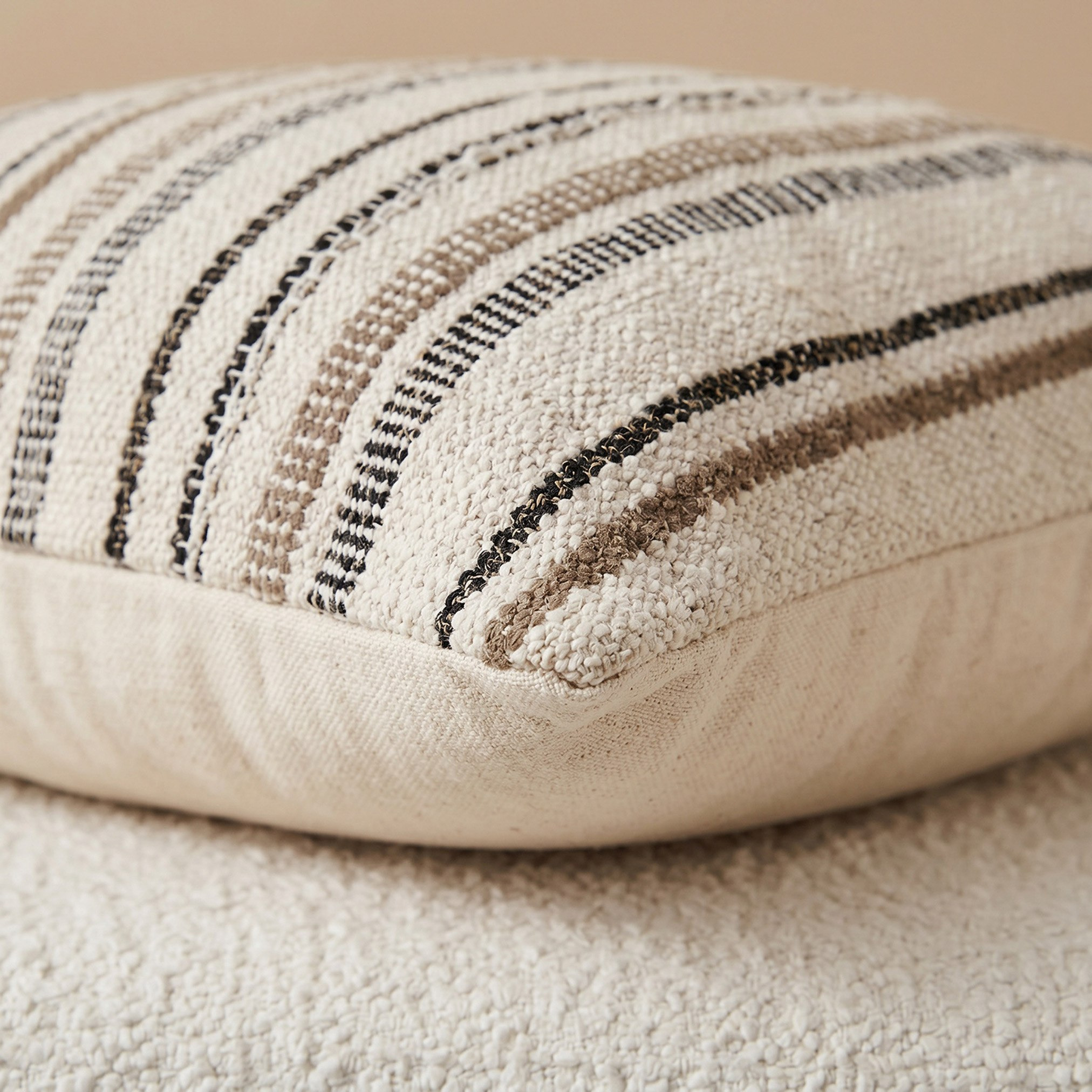 Monochrom Woven Stripe Filled Cushion - 50x50 cm-hbxlivingroom-furnishings-cushionsandcovers-filledcushions-image-2