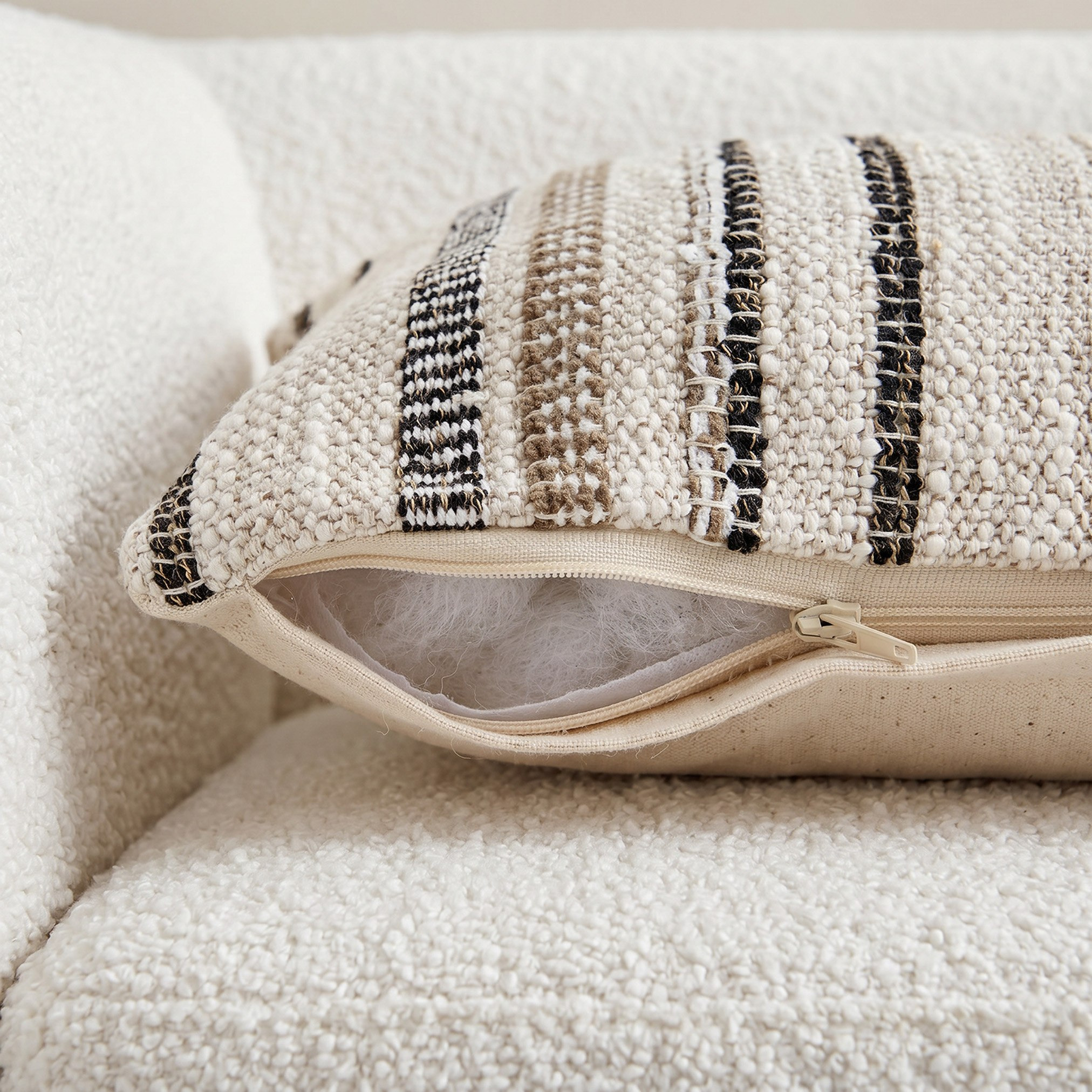Monochrom Woven Stripe Filled Cushion - 50x50 cm-hbxlivingroom-furnishings-cushionsandcovers-filledcushions-image-3