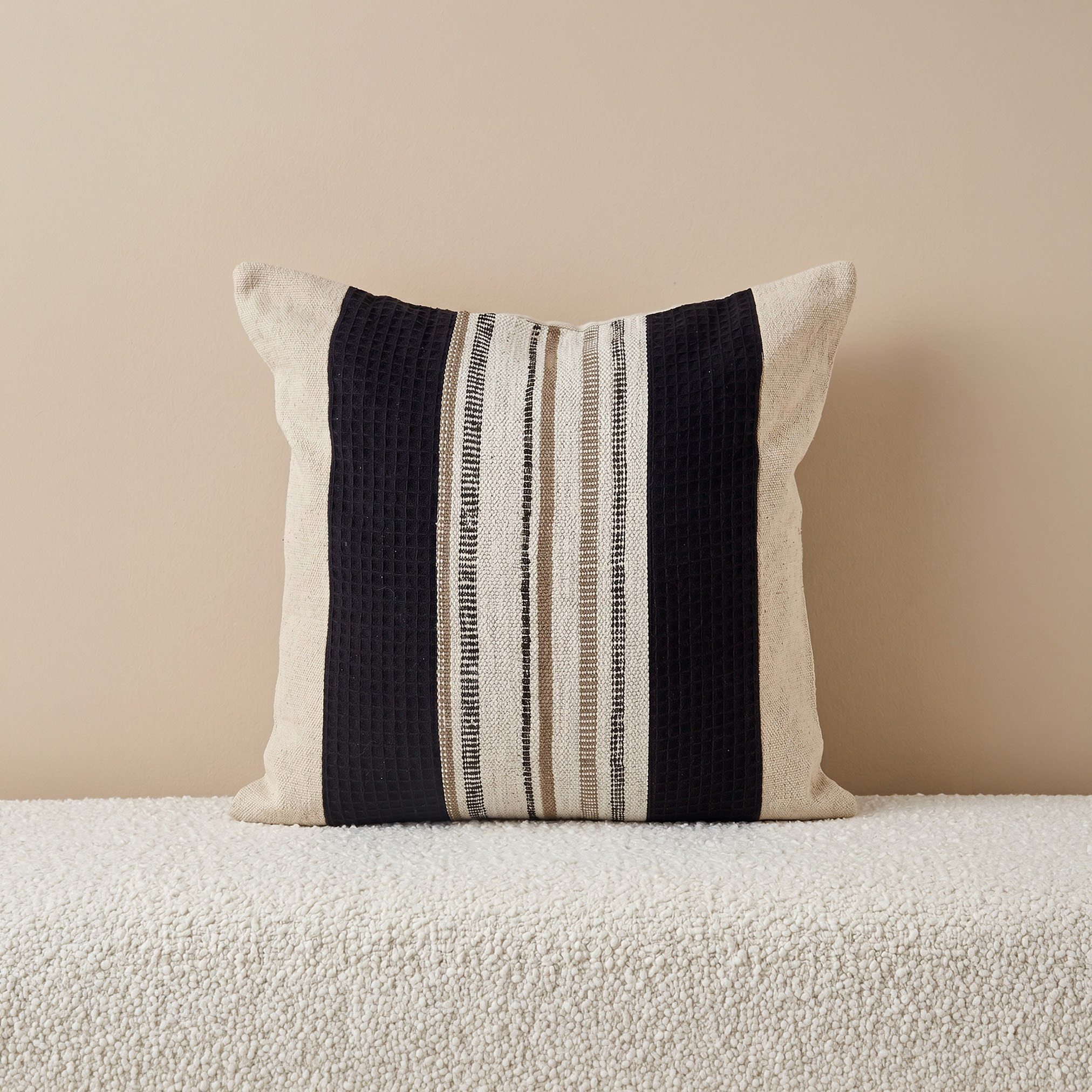 Monochrom Patch Stripe Filled Cushion - 50x50 cm-hbxlivingroom-furnishings-cushionsandcovers-filledcushions-image-1