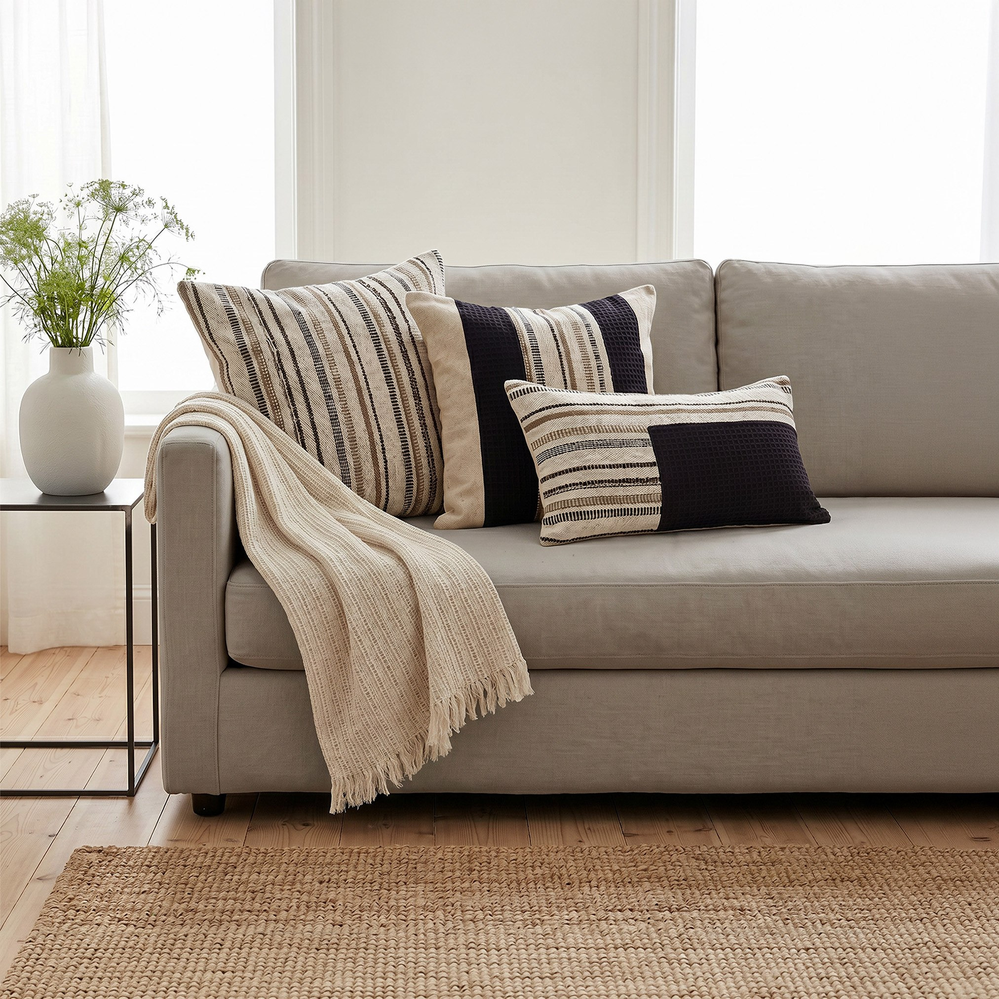 Monochrom Patch Stripe Filled Cushion - 50x50 cm-hbxlivingroom-furnishings-cushionsandcovers-filledcushions-image-4