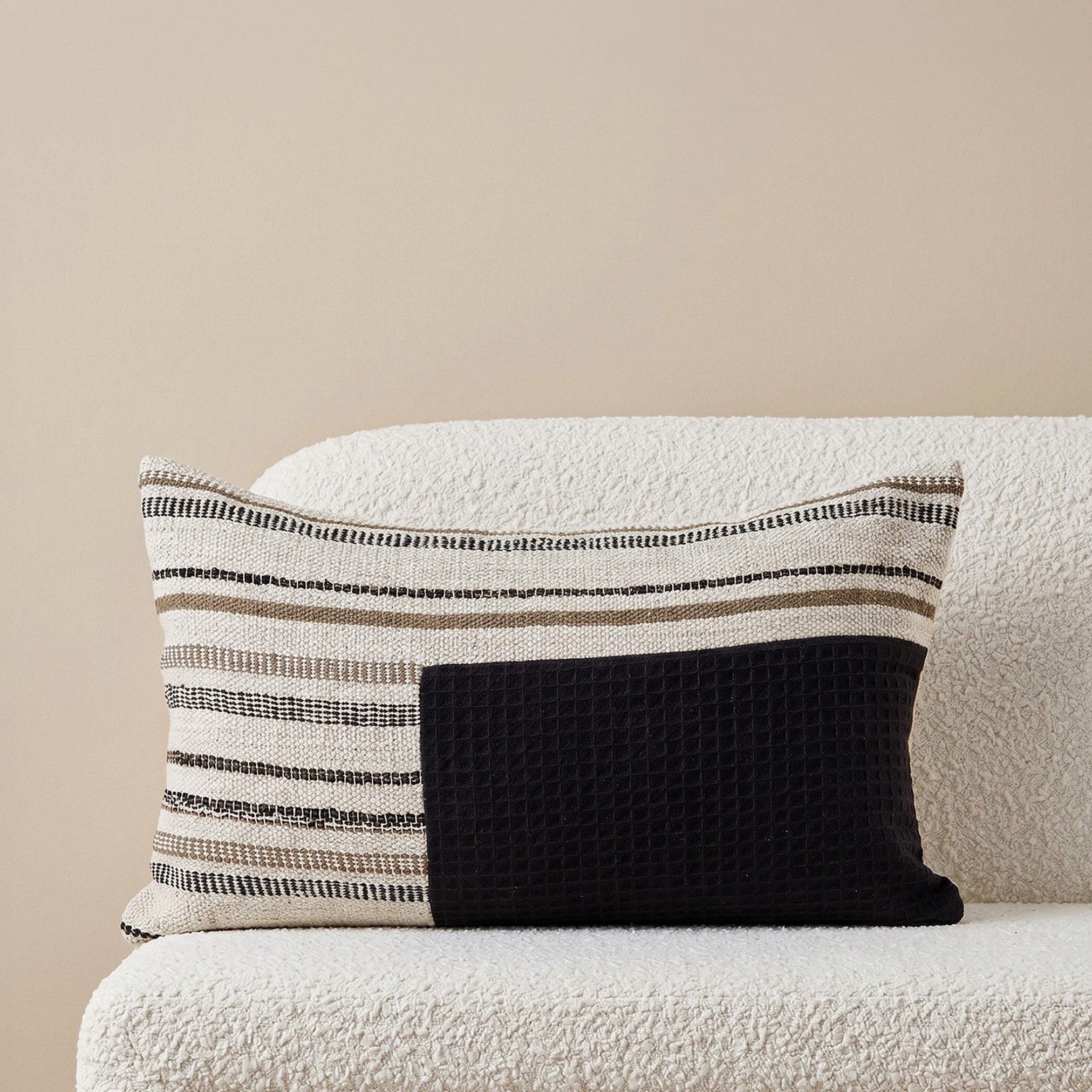 Monochrom Corner Patch Filled Cushion - 30x50 cm-hbxlivingroom-furnishings-cushionsandcovers-filledcushions-image-1