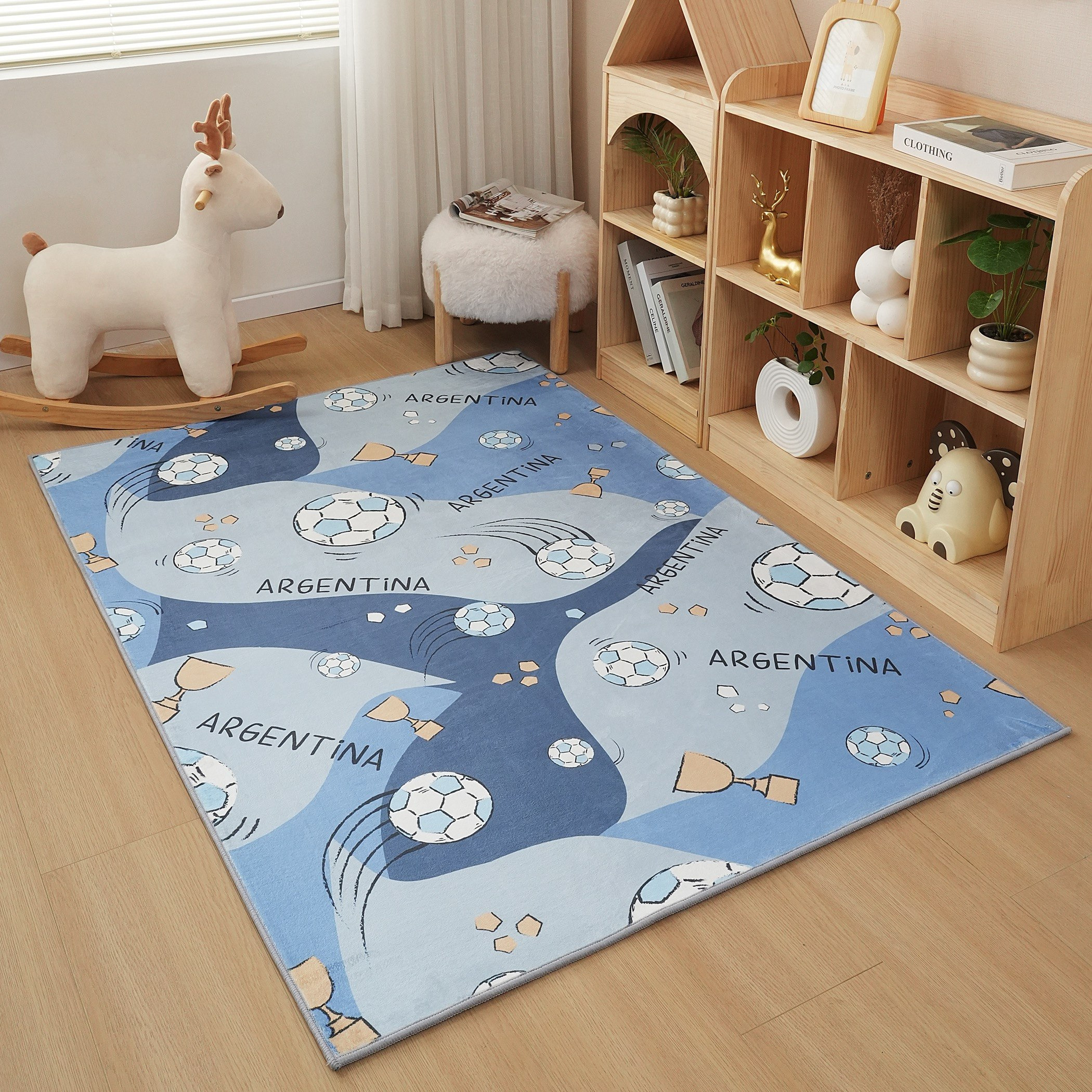Tom Ben Football Printed Flannel Rug - 110x160 cm-hbxdecorandfurnishings-floorcoverings-rugs-image-1