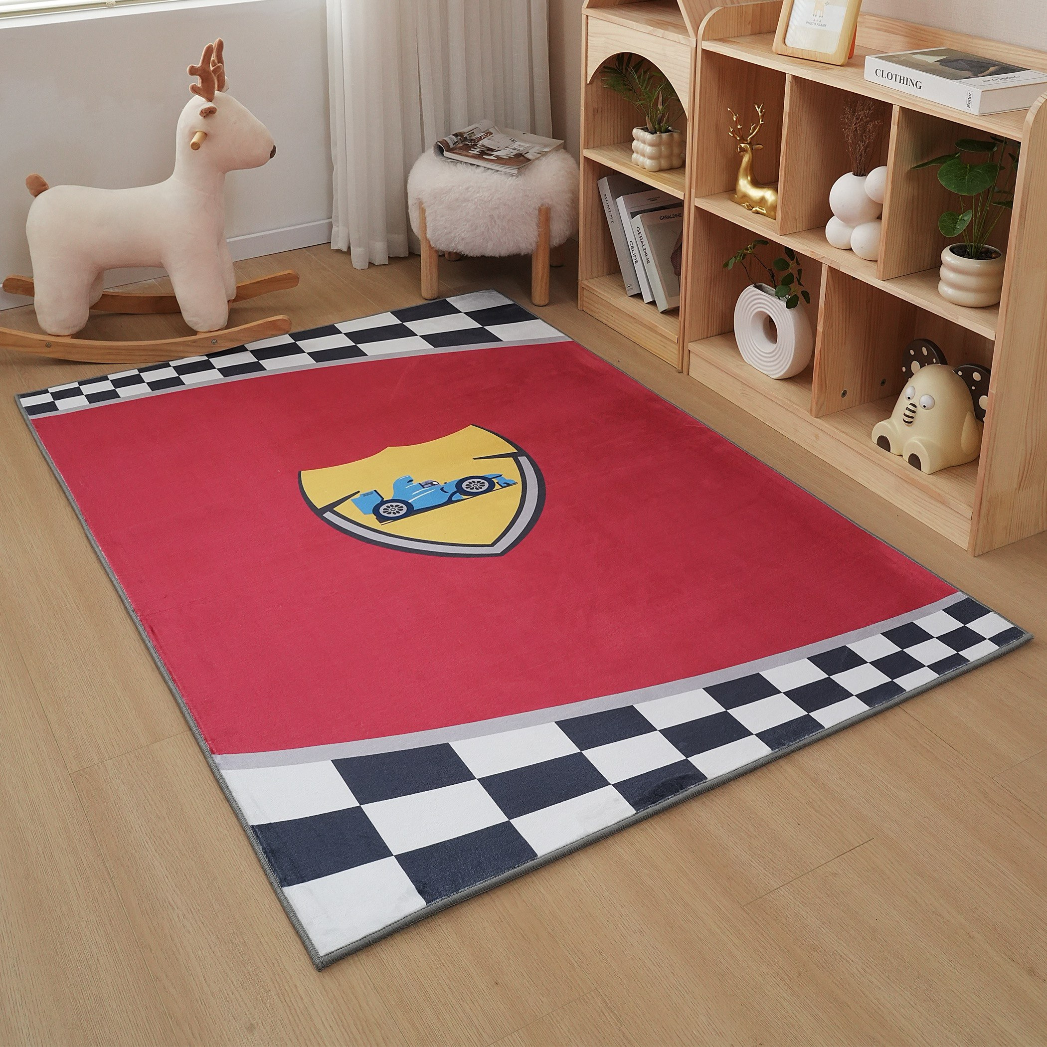 Tom Ben Racer Car Printed Flannel Rug - 110x160 cm-hbxdecorandfurnishings-floorcoverings-rugs-image-1