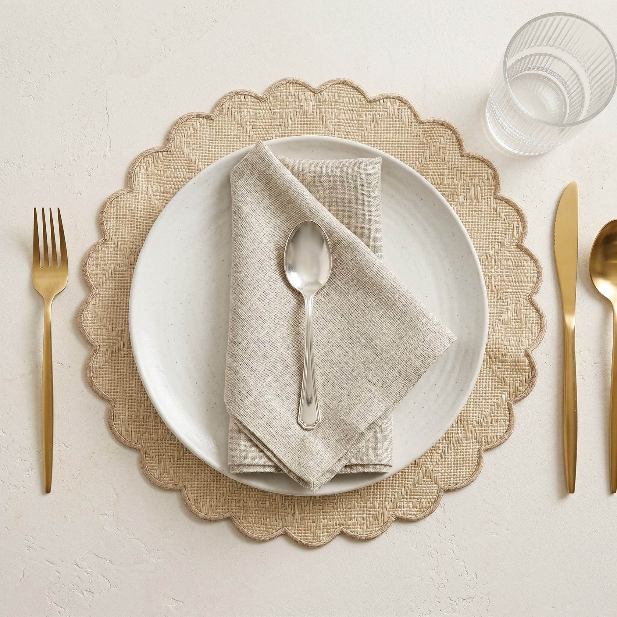 Tabletales Maze Embroidery Scallop Round Placemat - 38x38 cm-hbxdecorandfurnishings-homefurnishings-tablelinens-image-3