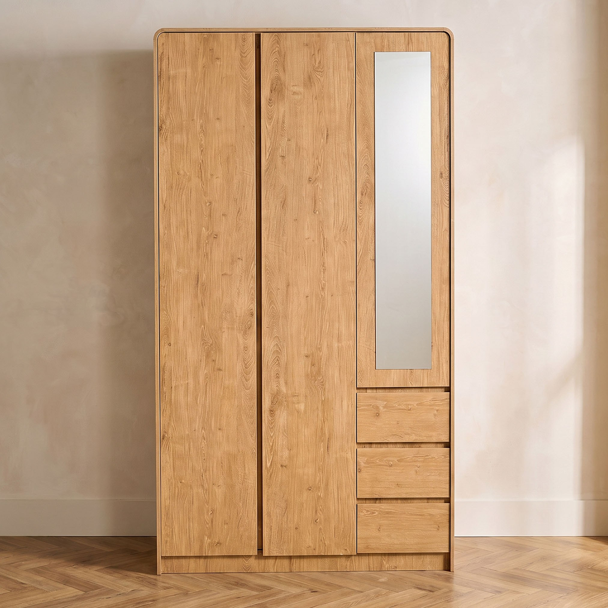Hamburg 3-Door Wardrobe with 3 Drawers and Mirror-hbxfurniture-wardrobes-image-2