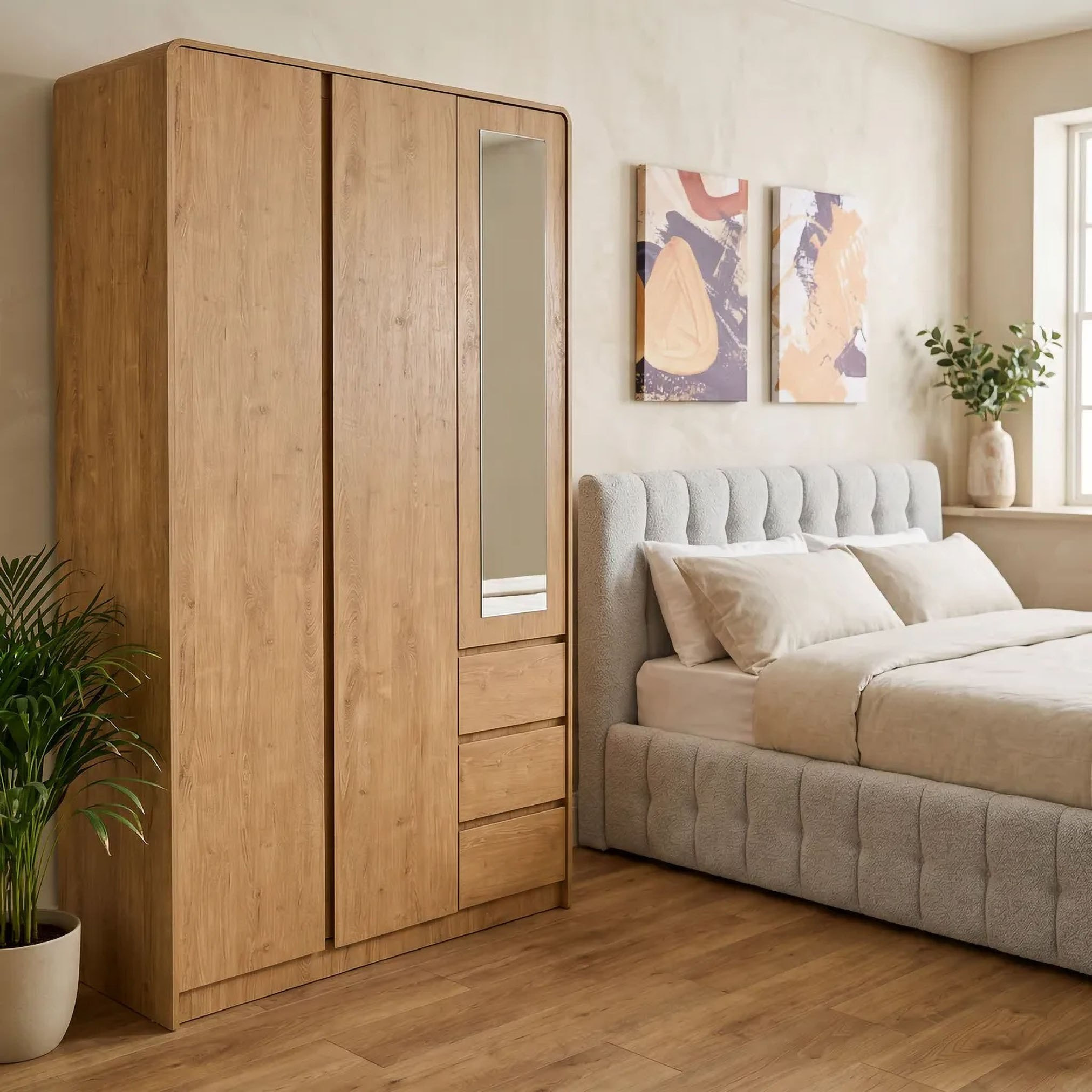 Hamburg 3-Door Wardrobe with 3 Drawers and Mirror-hbxfurniture-wardrobes-image-8