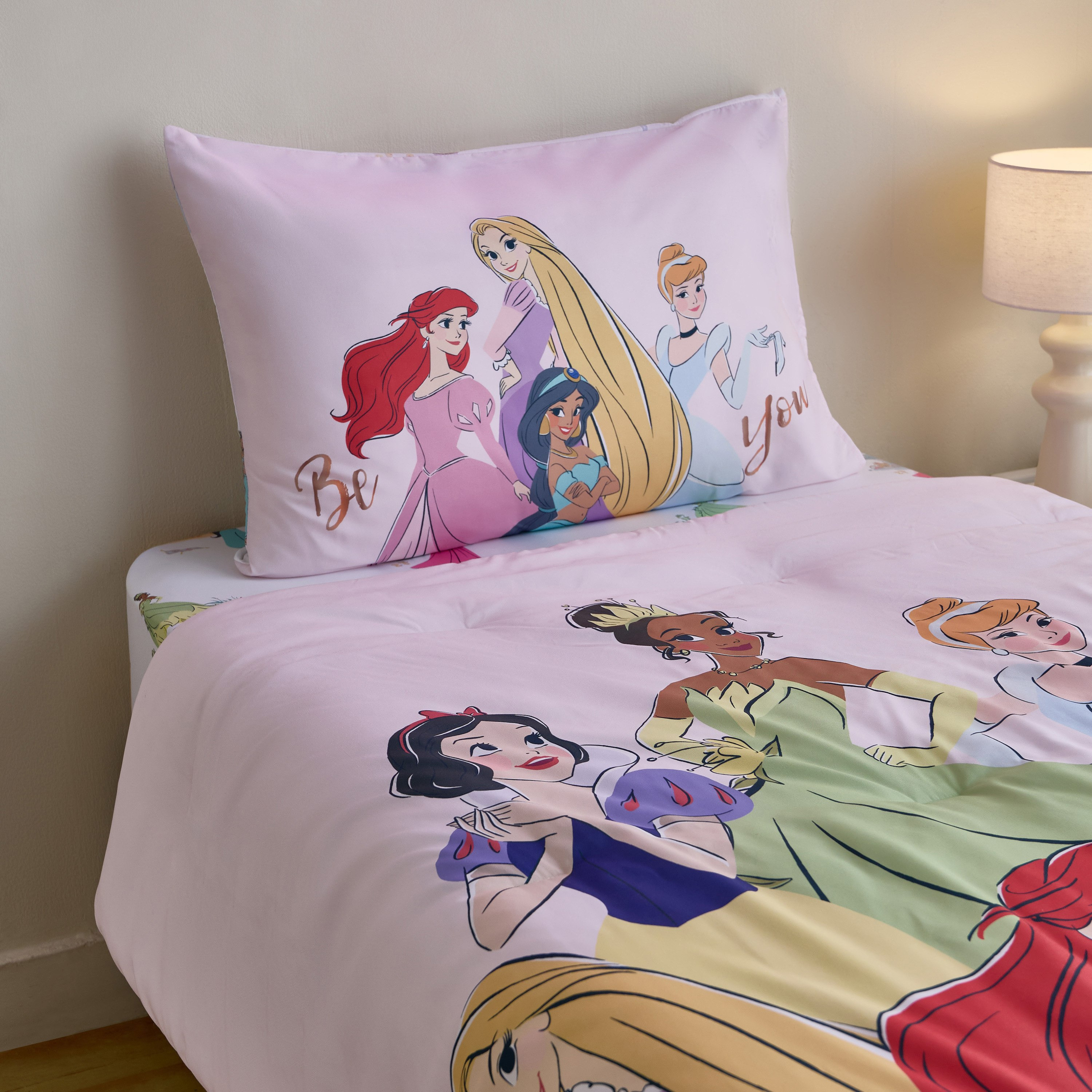 Disney Princess Microfiber BIAB 3-Piece Single Comforter Sheet Set - 135x220 cm-hbxkidsandyouth-beddingandfurnishings-comfortersets-image-1