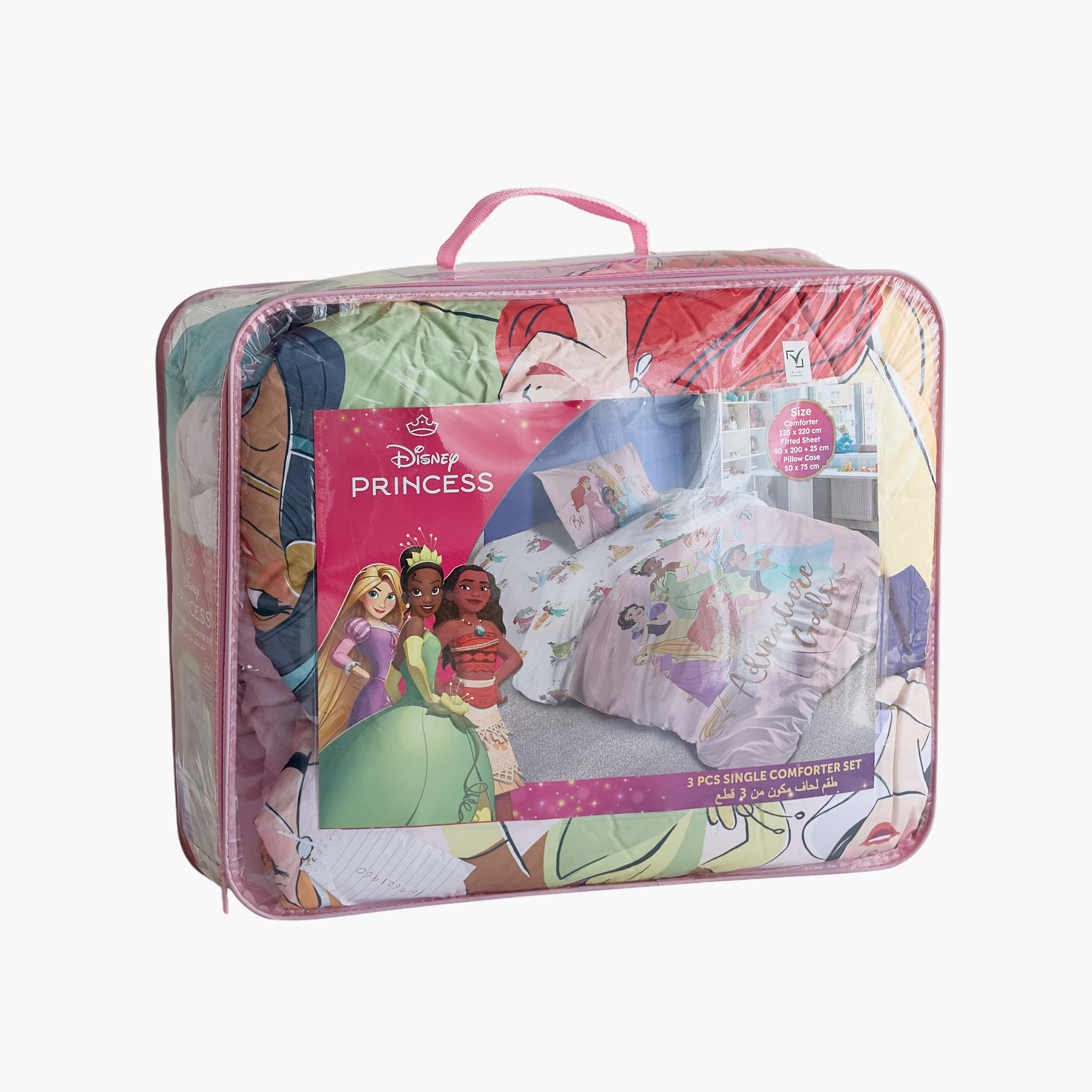 Disney Princess Microfiber BIAB 3-Piece Single Comforter Sheet Set - 135x220 cm-hbxkidsandyouth-beddingandfurnishings-comfortersets-image-11