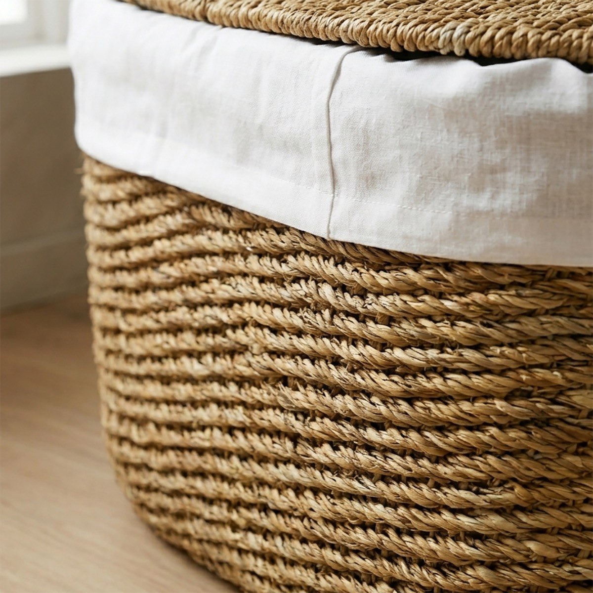 Naturaloom Oval Basket with Lid - 56x36x25 cm-hbxbedroom-bedroomaccessories-bedroomstorage-image-2